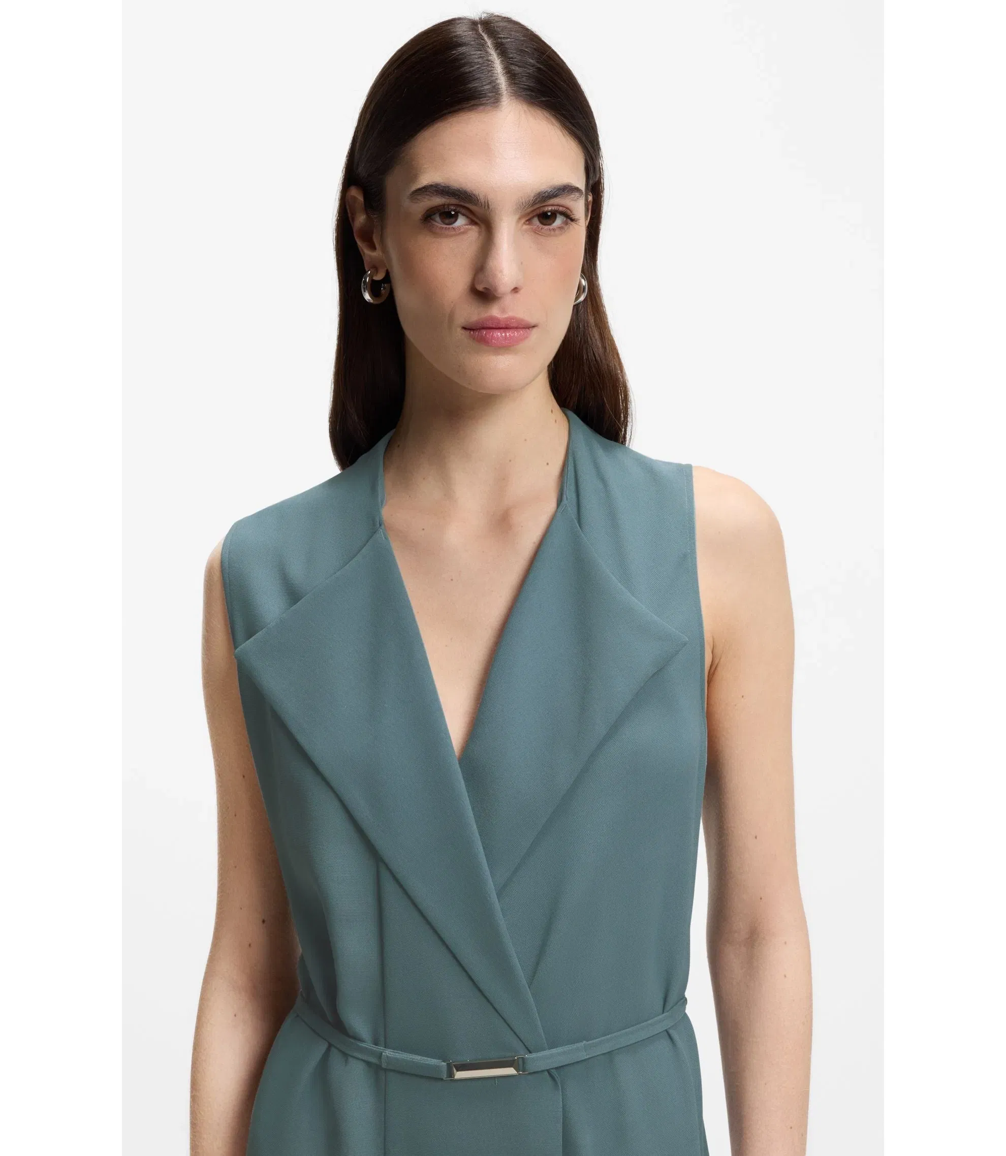 Boss Crepe Wrap Dress With Belt Blue Women's