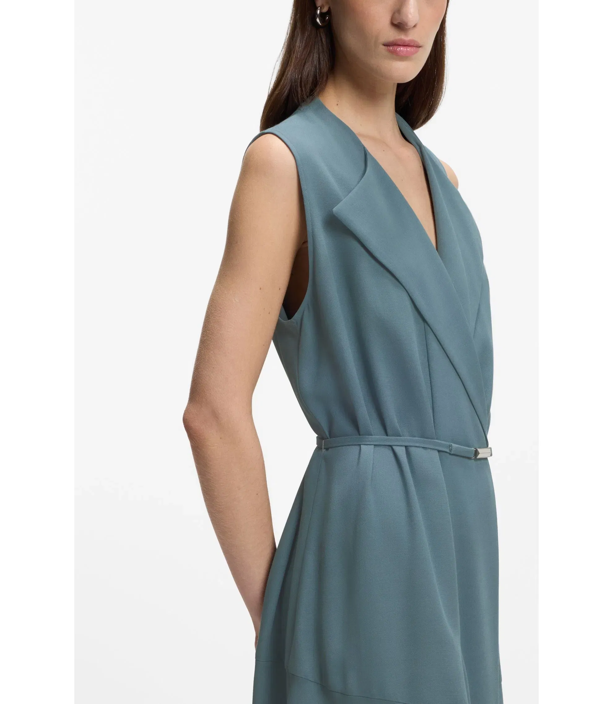Boss Crepe Wrap Dress With Belt Blue Women's