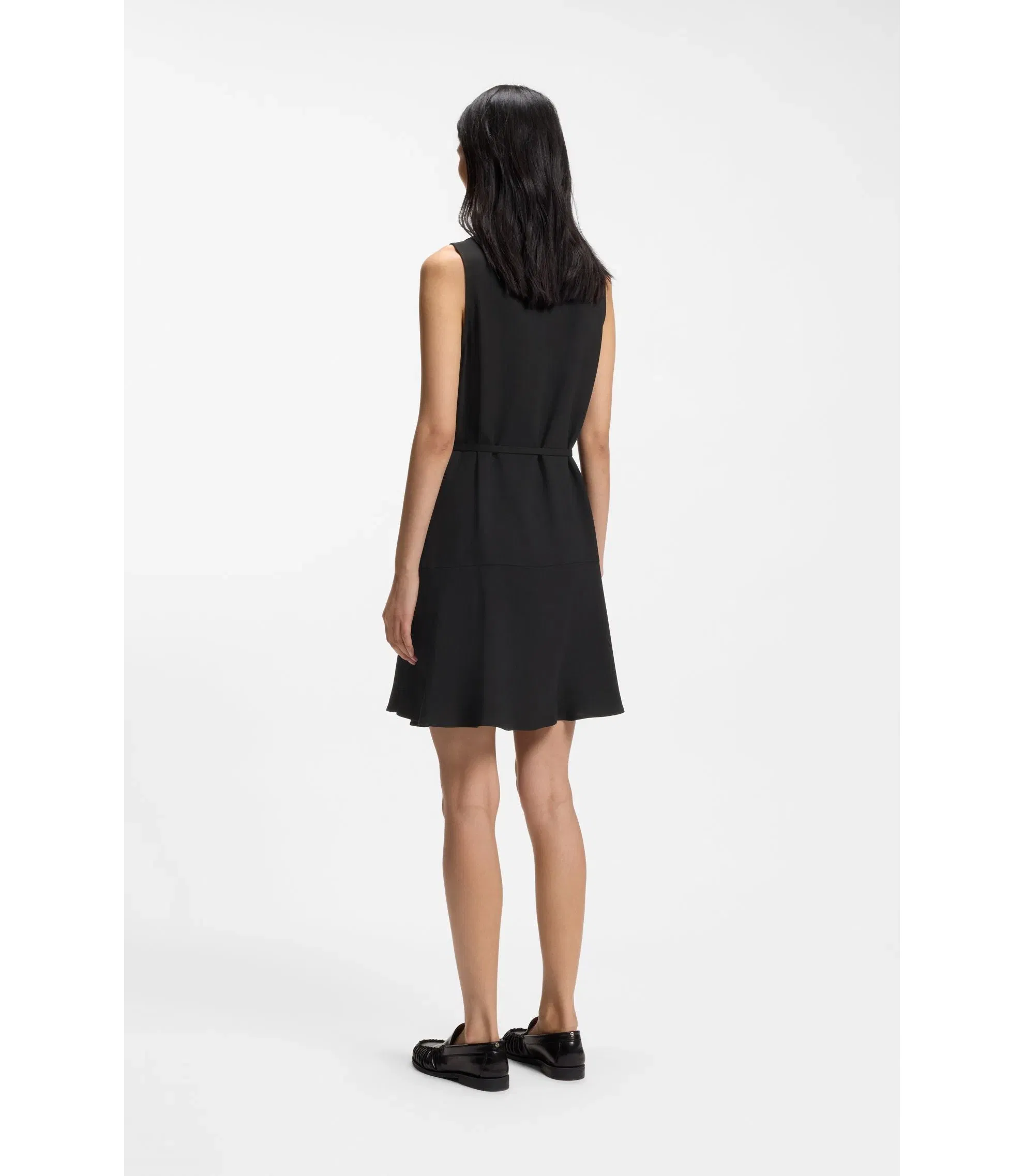 Boss Crepe Wrap Dress With Belt Black Women's