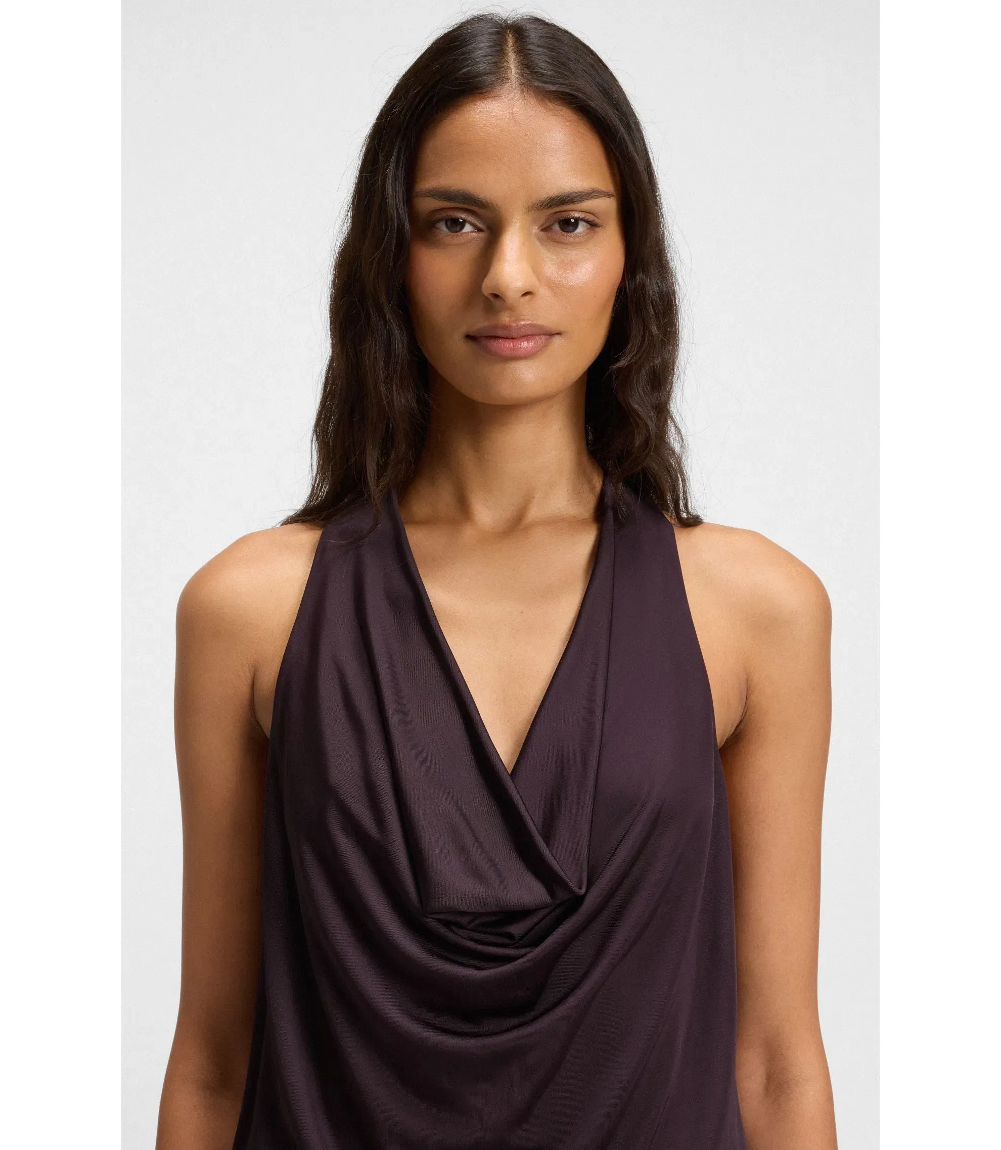 Boss Cowl Neck Dress With Rear Metal Detail Light Purple Women's