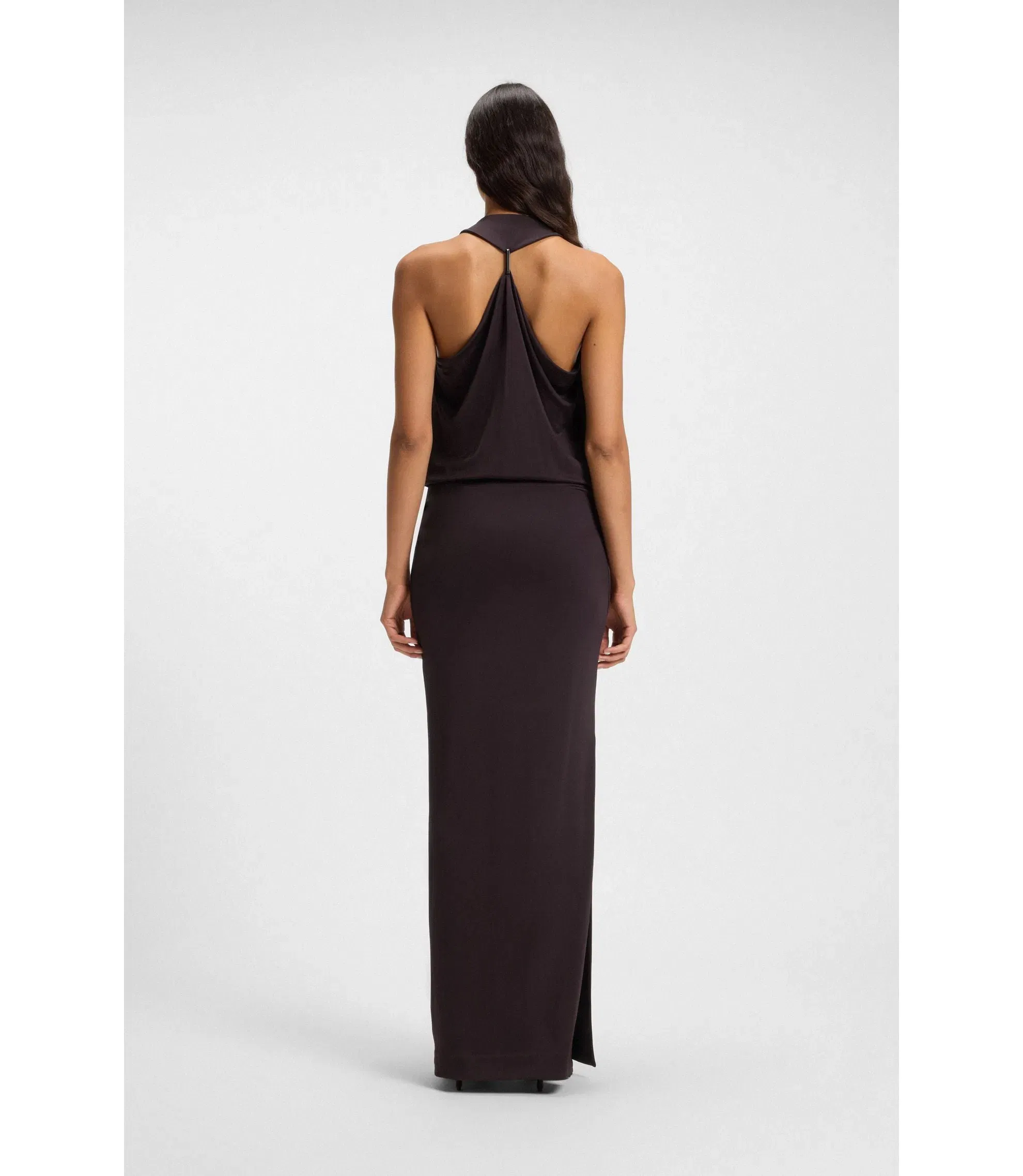 Boss Cowl Neck Dress With Rear Metal Detail Light Purple Women's