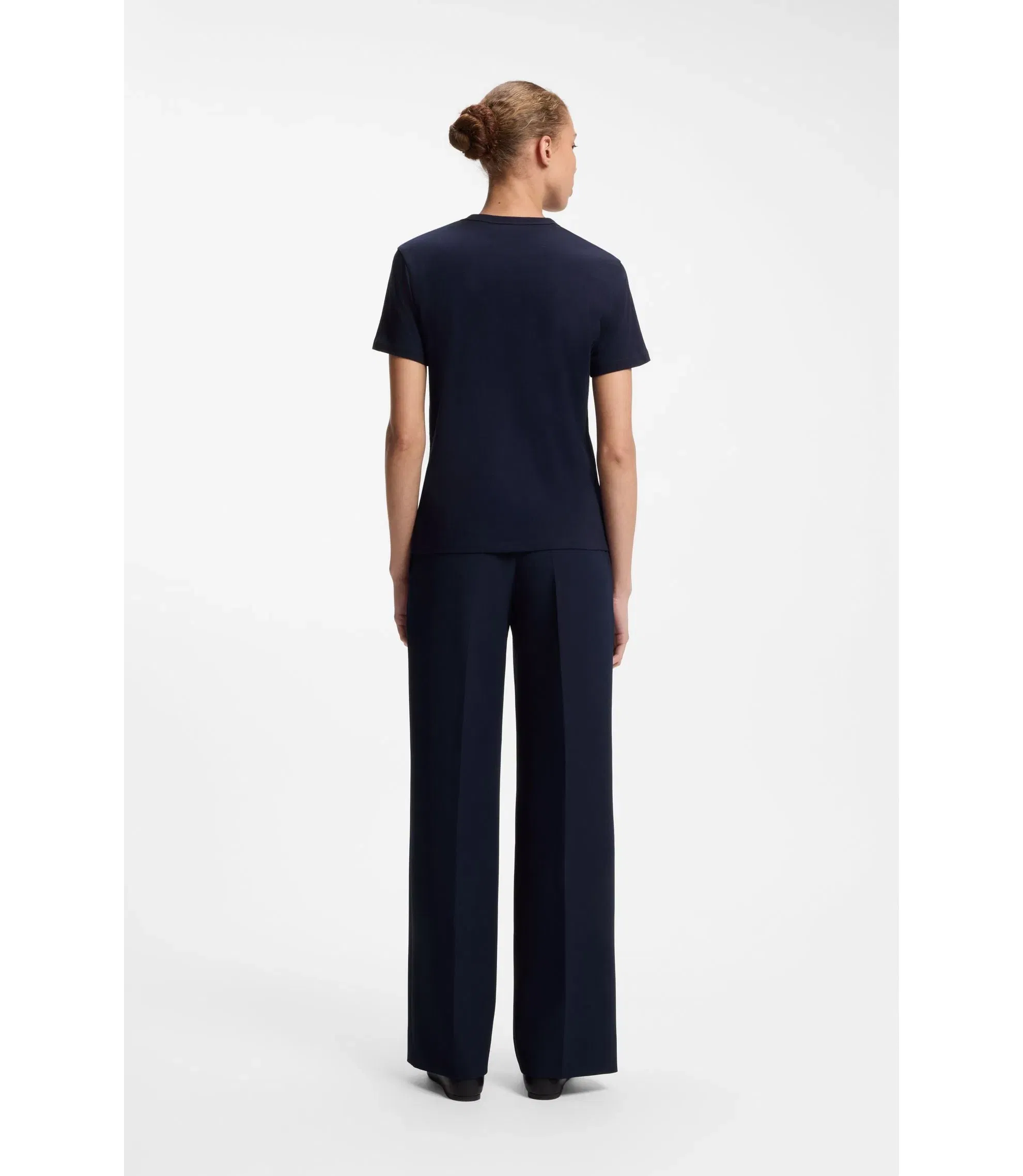 Hugo Cotton T-Shirt With Embroidered Logo Blue Women's