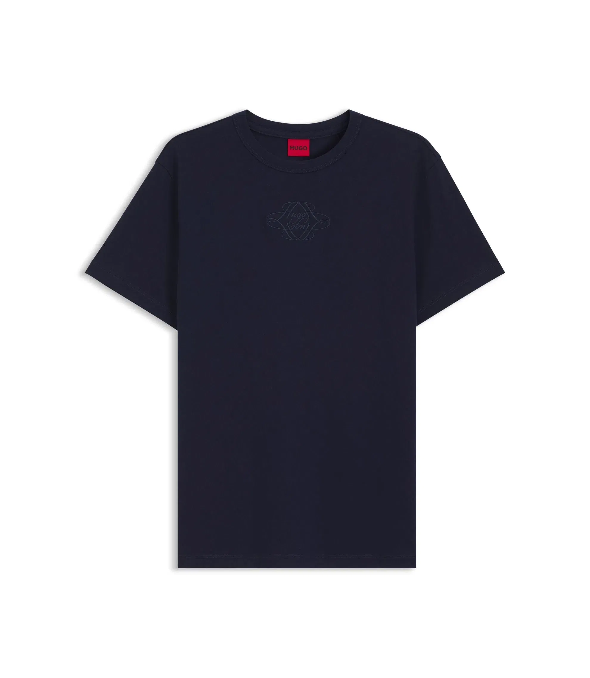 Hugo Cotton T-Shirt With Embroidered Logo Blue Women's