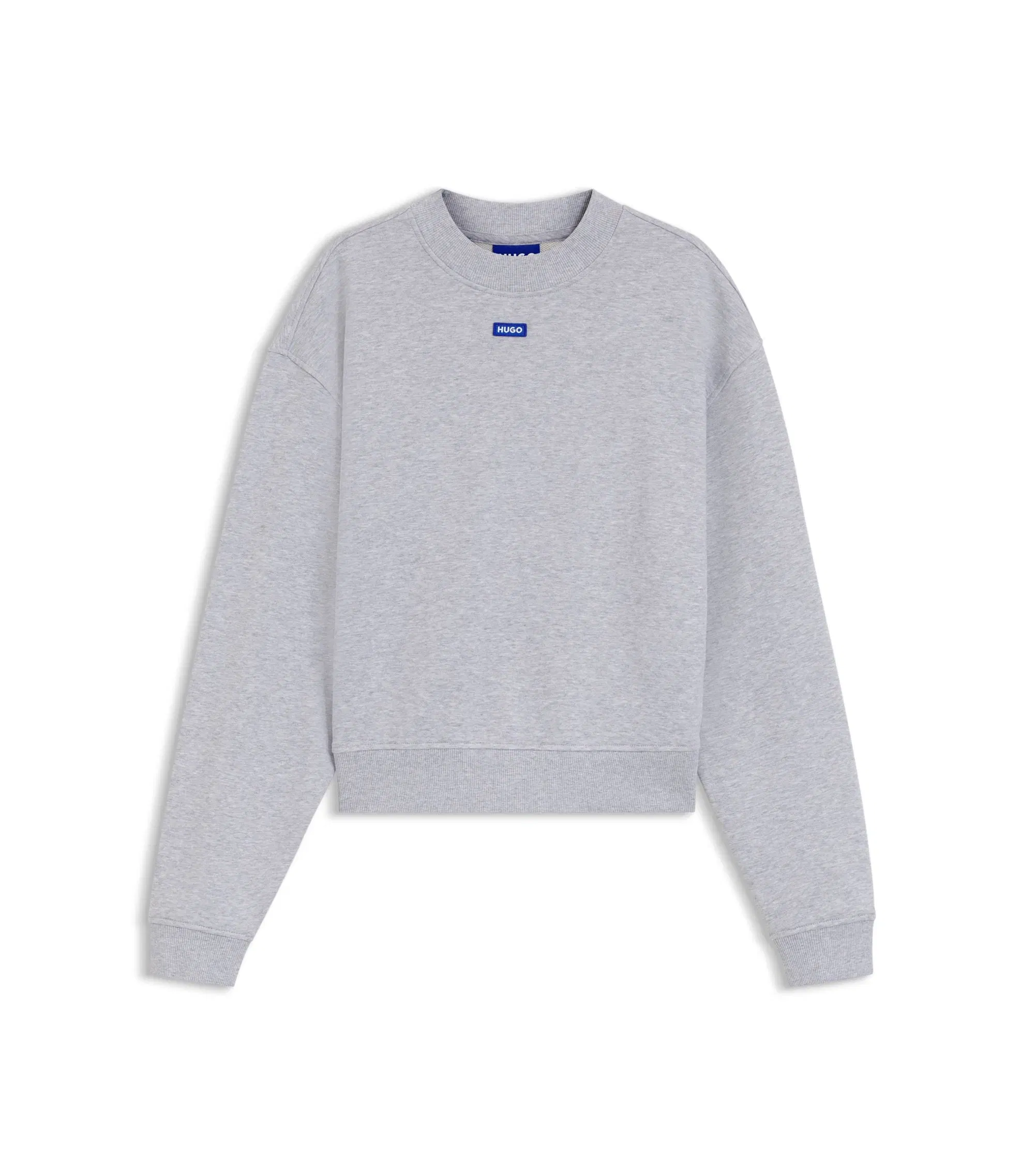 Hugo Cotton Terry Sweatshirt With Logo Badge Light Grey Women's