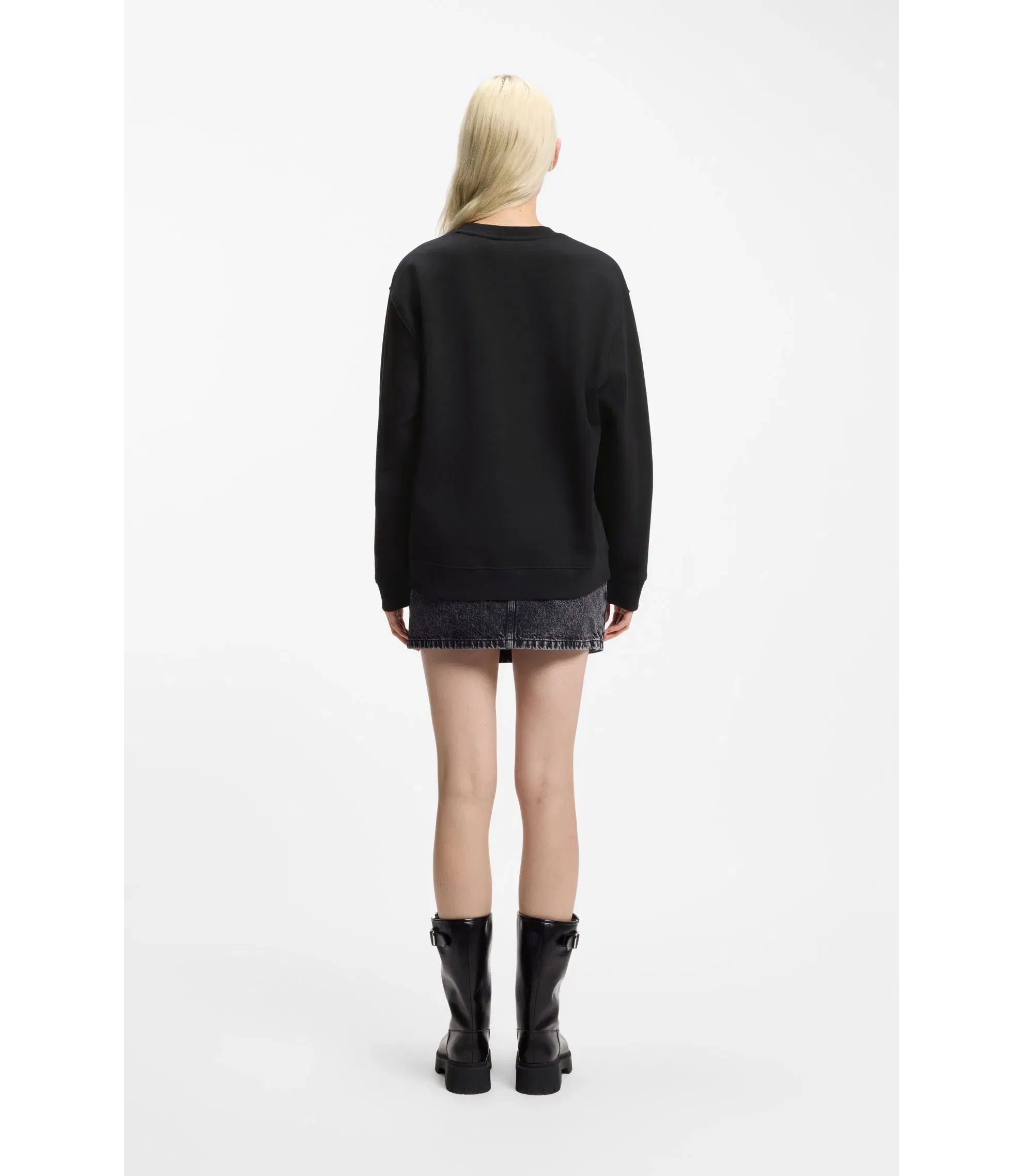 Hugo Cotton Sweatshirt With Rhinestone Happy Hugo Black Women's