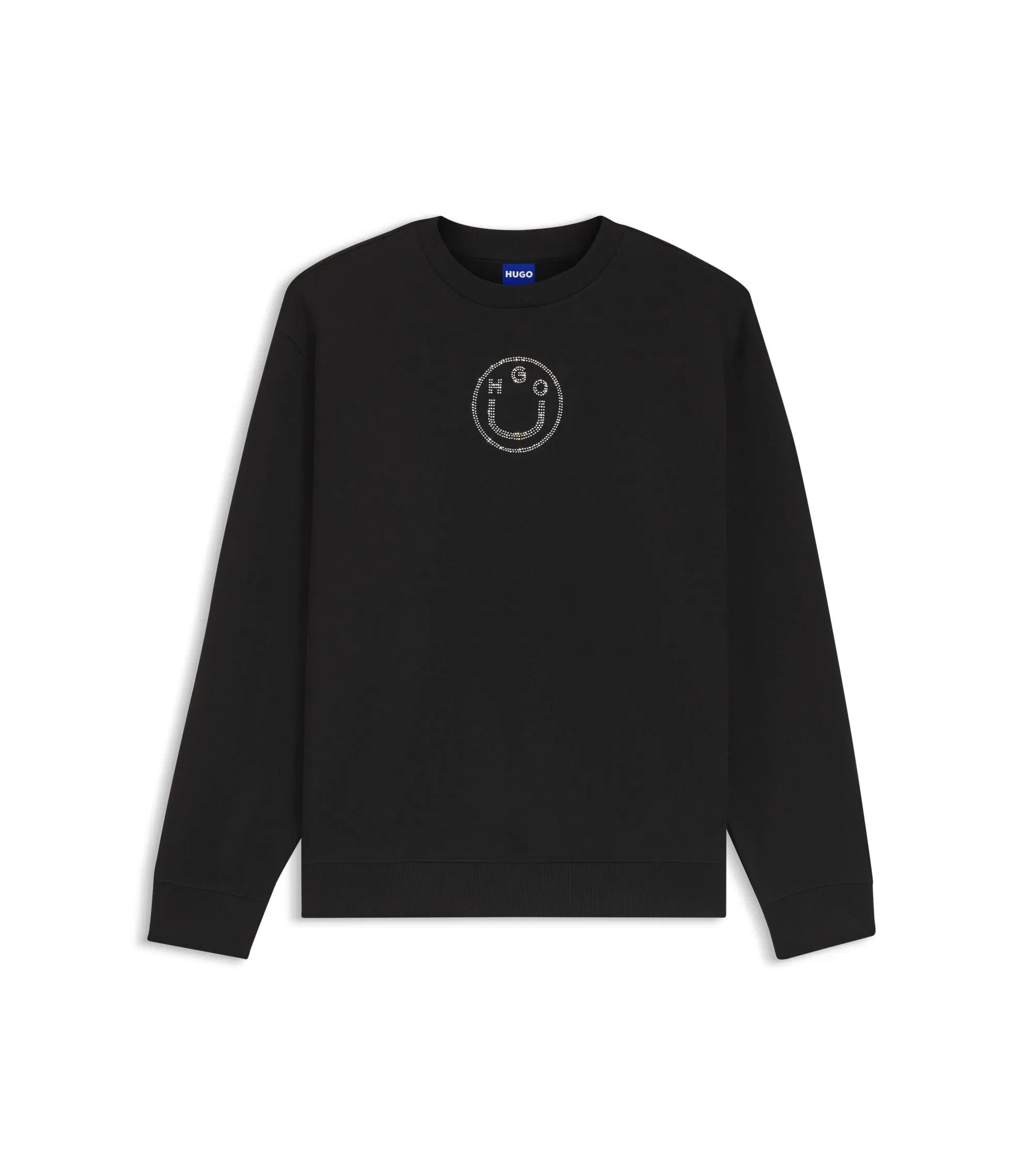 Hugo Cotton Sweatshirt With Rhinestone Happy Hugo Black Women's