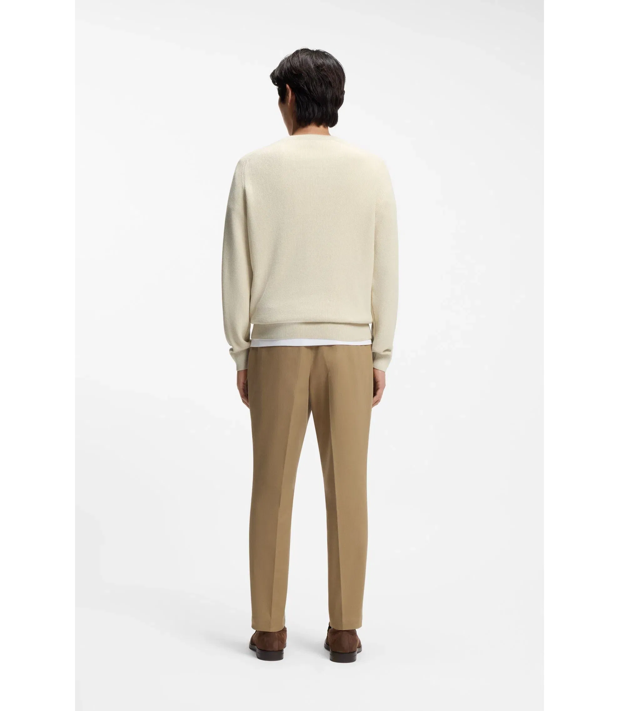 Boss Cotton Sweater With Double B Monogram White