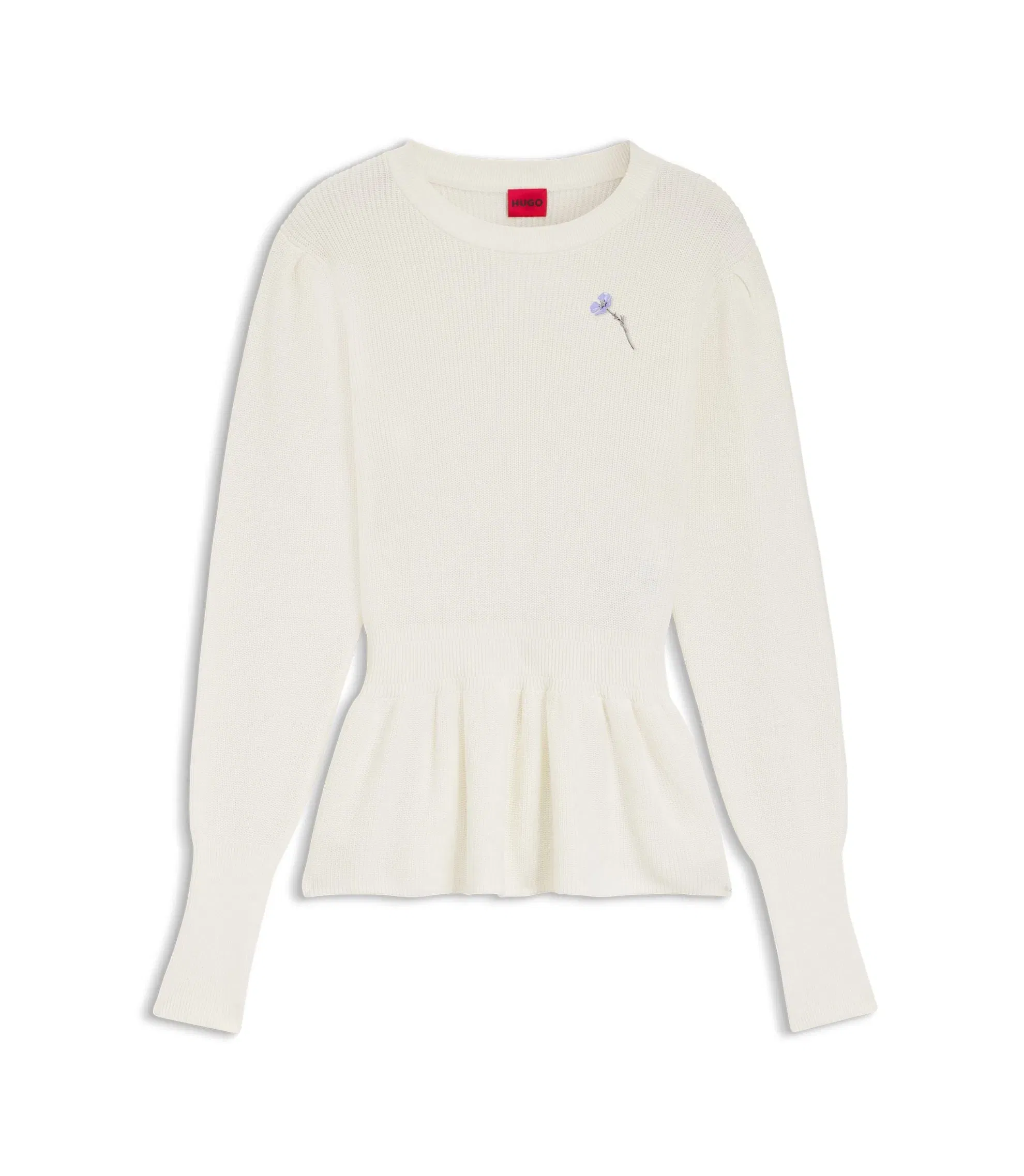 Hugo Cotton Sweater With Detachable Floral Brooch White Women's