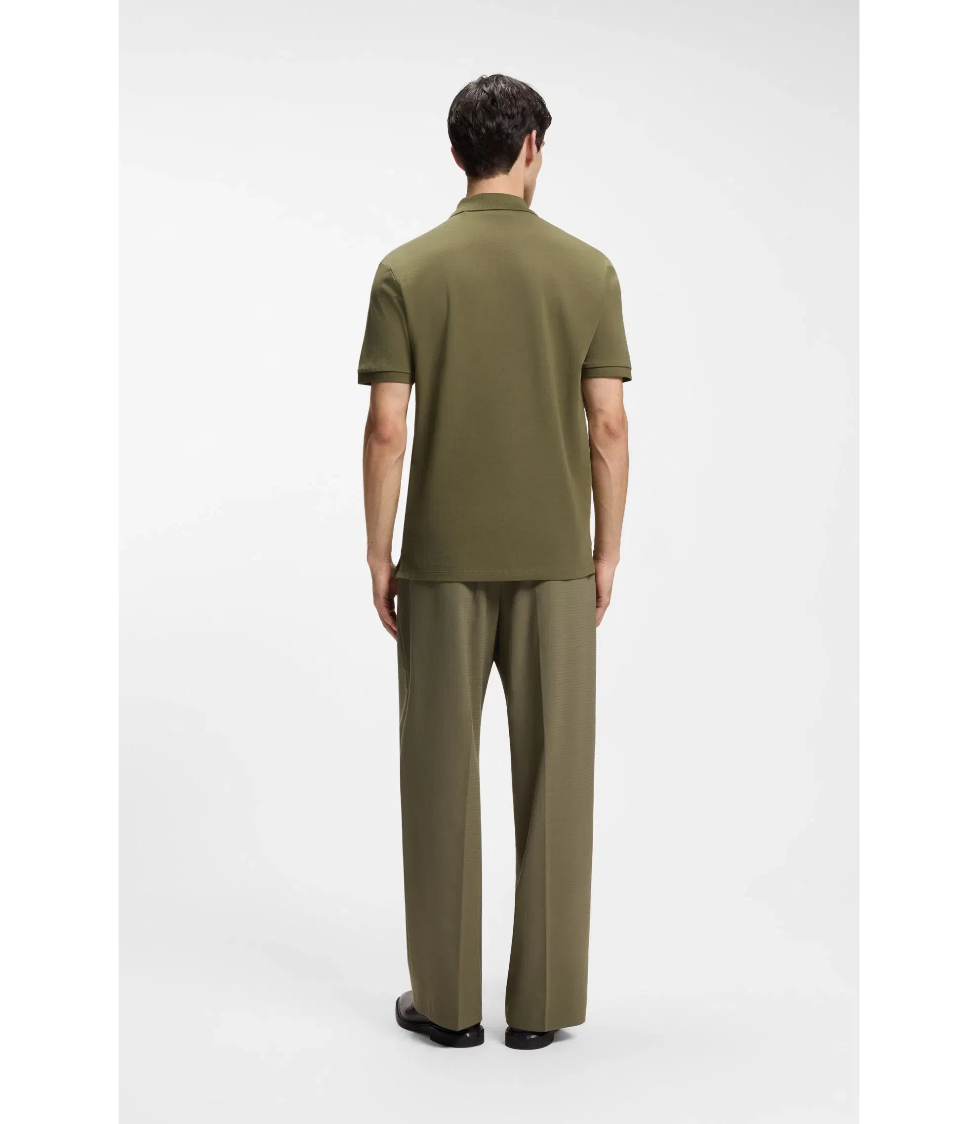 Hugo Cotton Piqu Polo Shirt With Logo Print Light Green