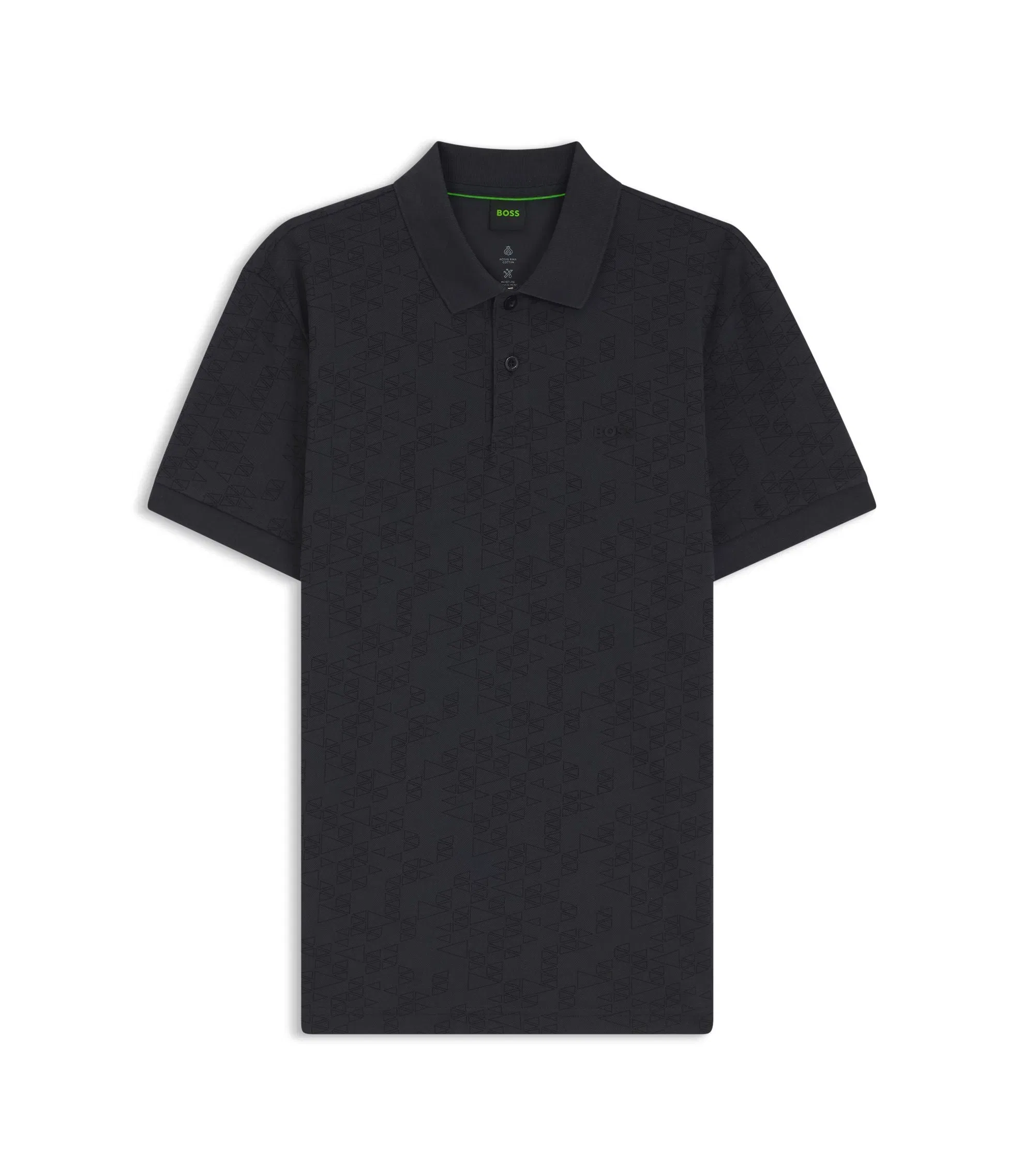 Boss Cotton Piqu Polo Shirt With All Over Print Dark Blue