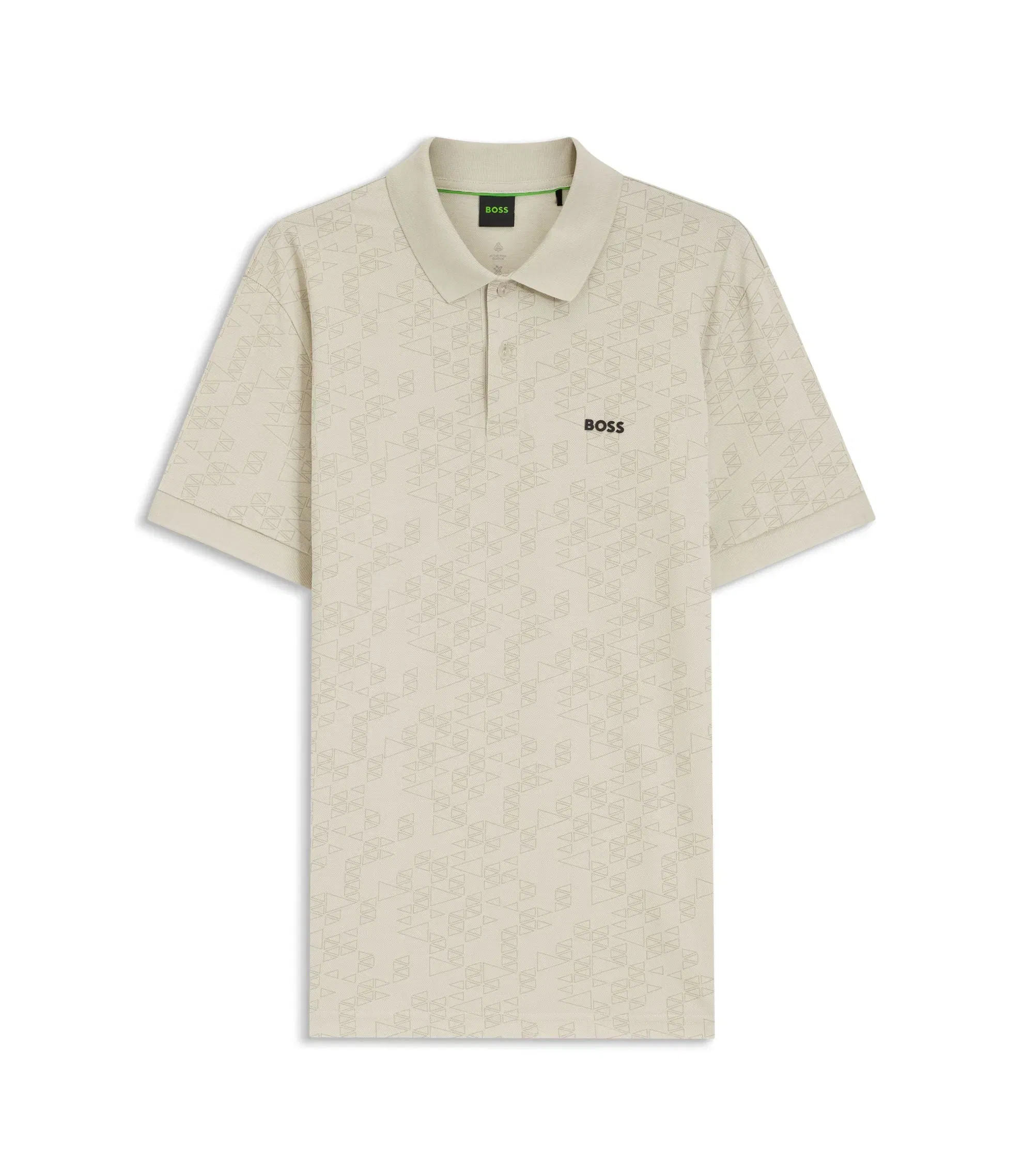 Boss Cotton Piqu Polo Shirt With All Over Print Light Beige