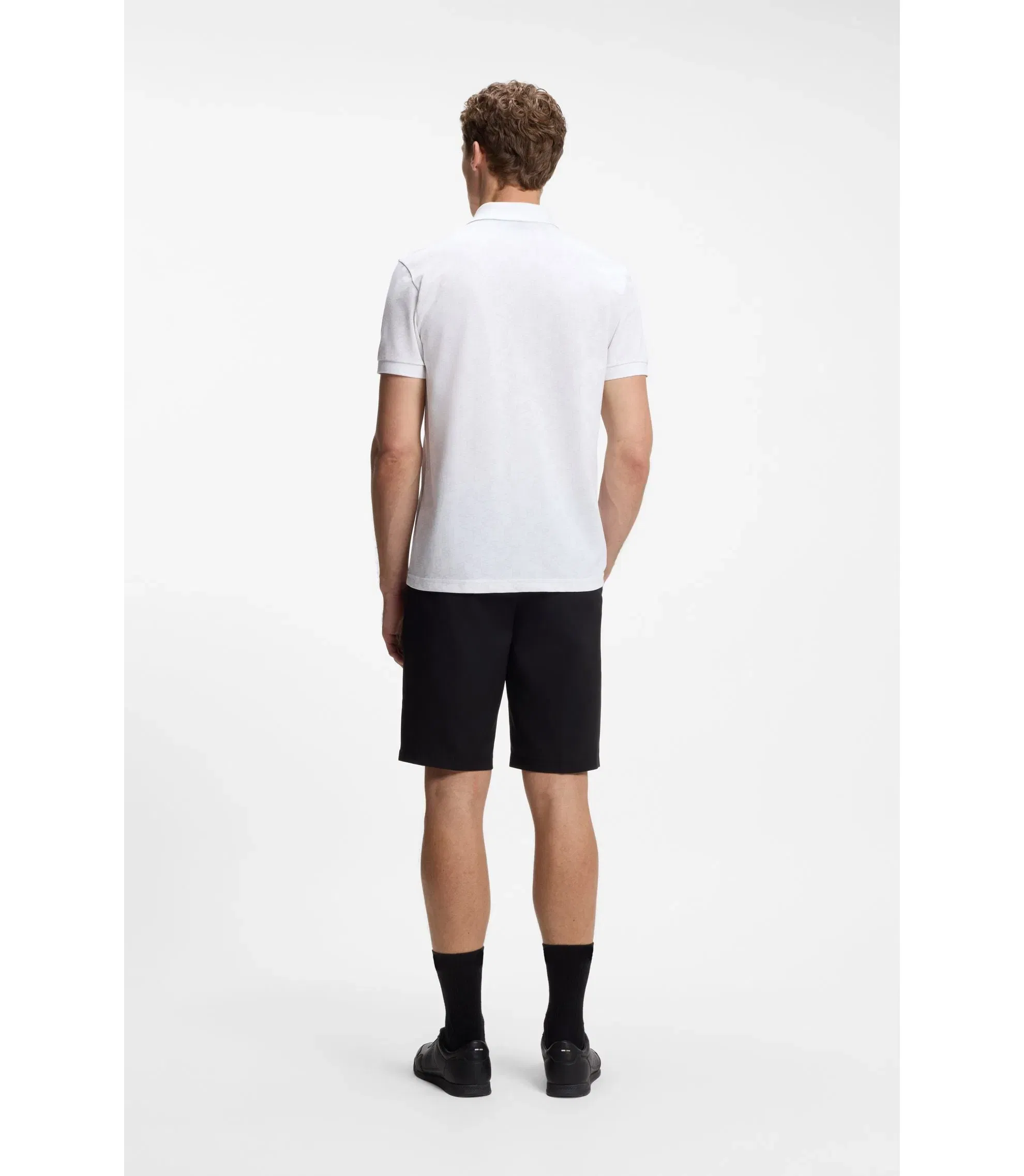 Boss Cotton Piqu Polo Shirt With All Over Print White