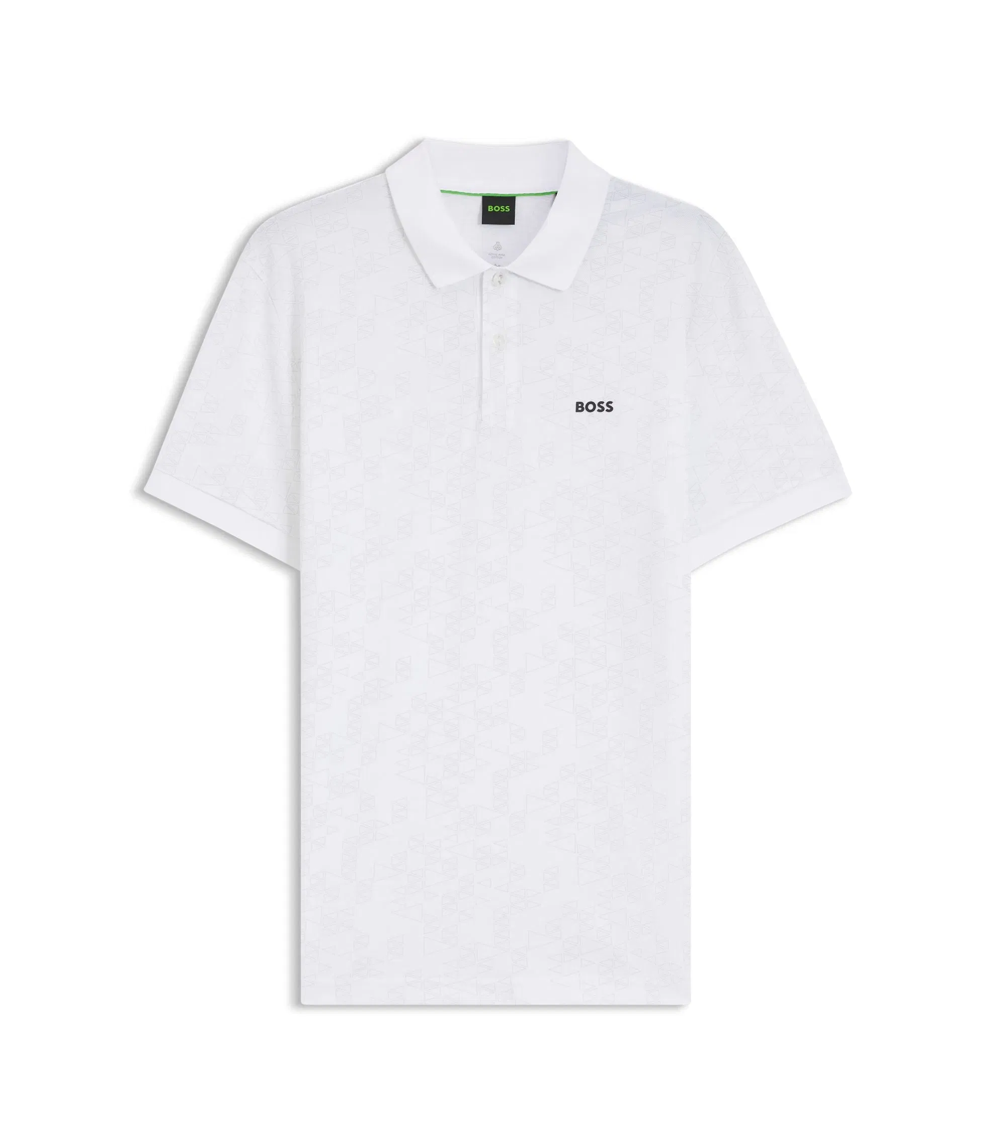 Boss Cotton Piqu Polo Shirt With All Over Print White