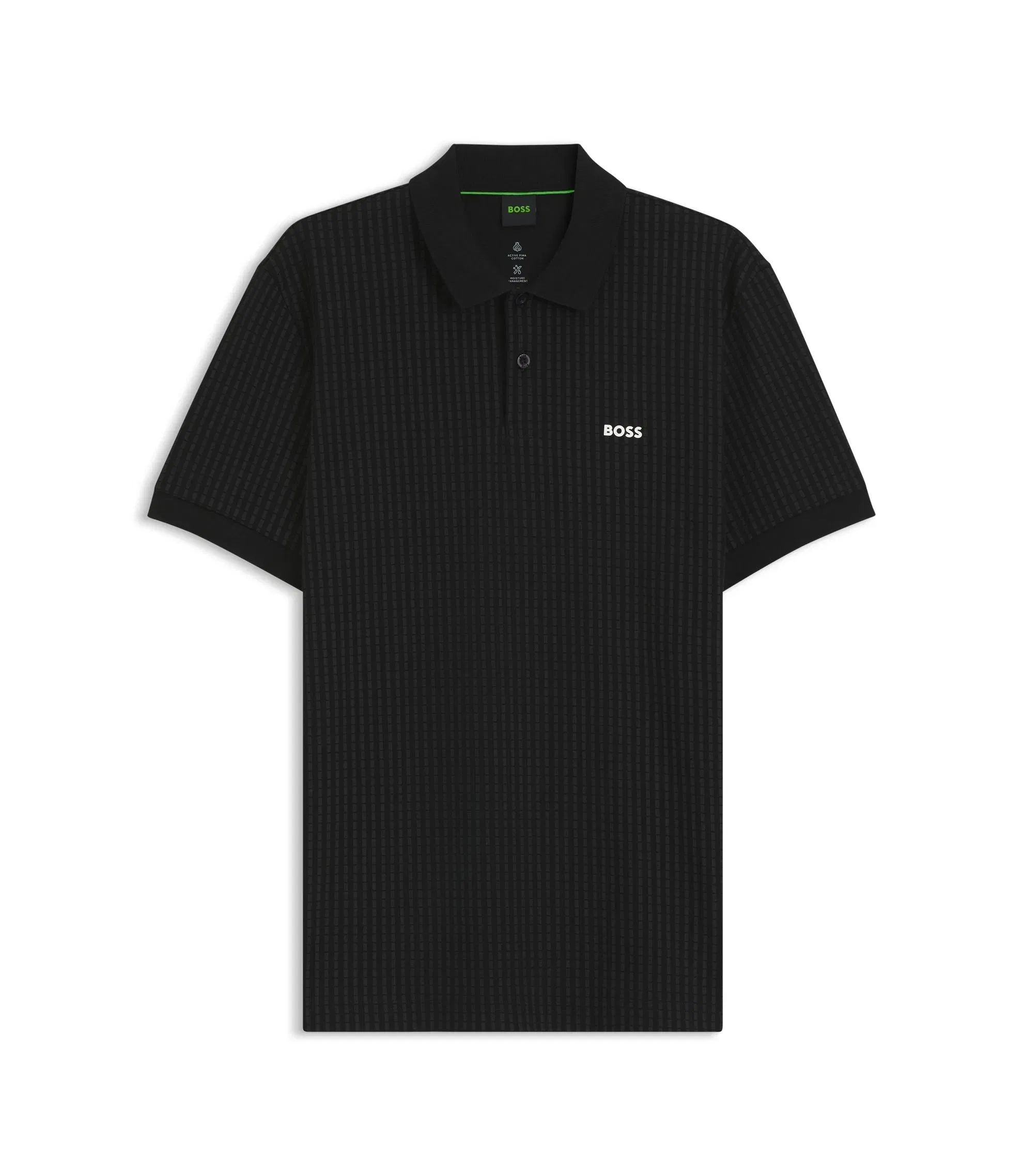 Boss Cotton Piqu Polo Shirt With All Over Print Black