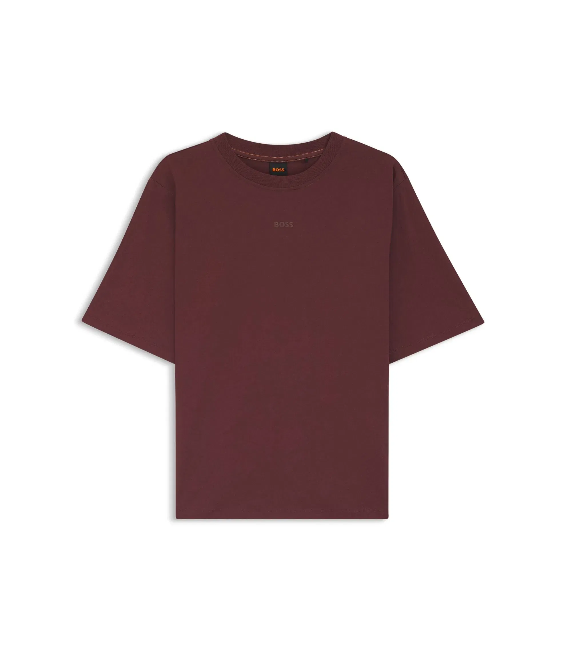 Boss Cotton Jersey T-Shirt With Puff Print Logo Dark Brown Women's