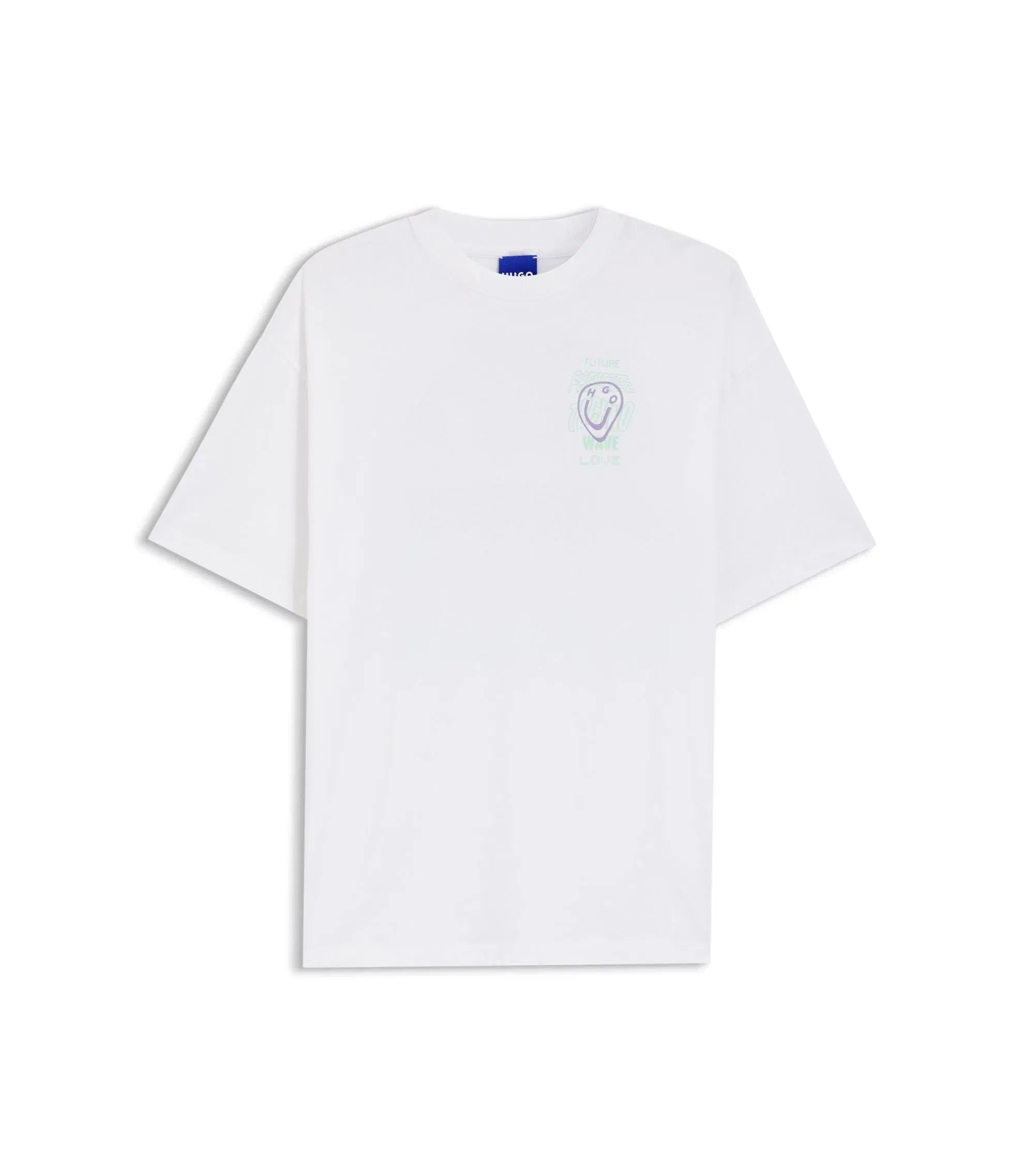 Hugo Cotton Jersey T-Shirt With Printed Artwork White Women's