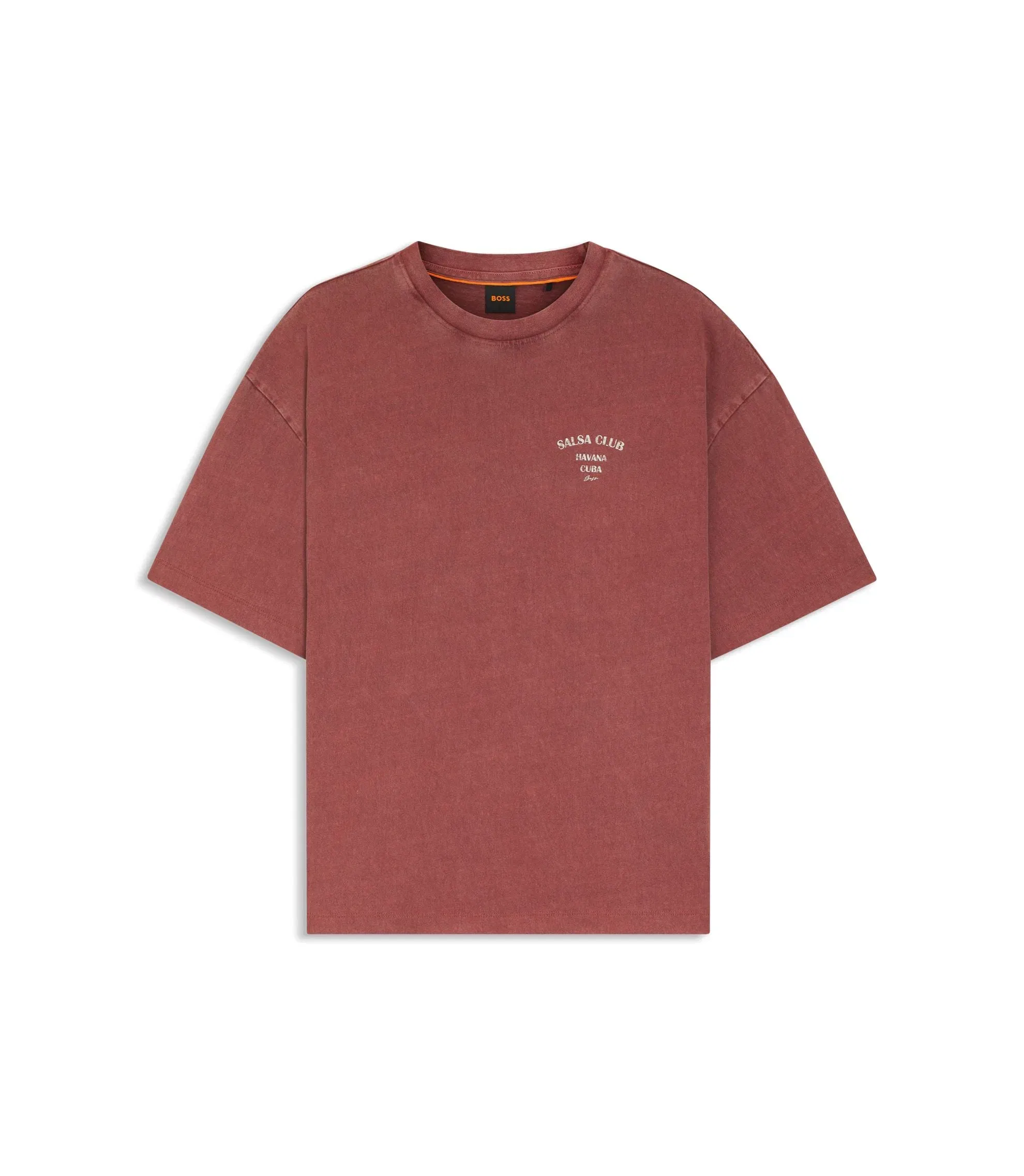 Boss Cotton Jersey T-Shirt With Printed Artwork Dark Red Women's