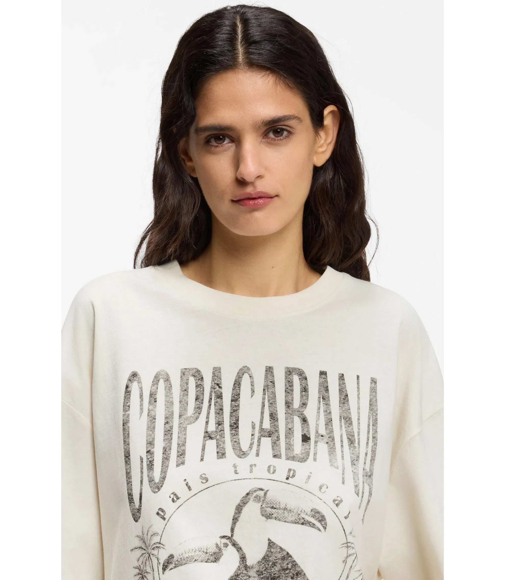 Boss Cotton Jersey T-Shirt With Printed Artwork White Women's