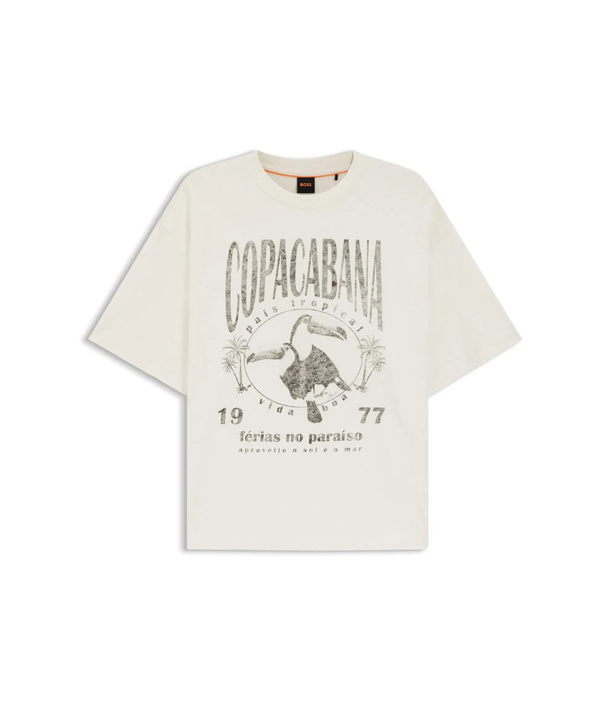 Boss Cotton Jersey T-Shirt With Printed Artwork White Women's