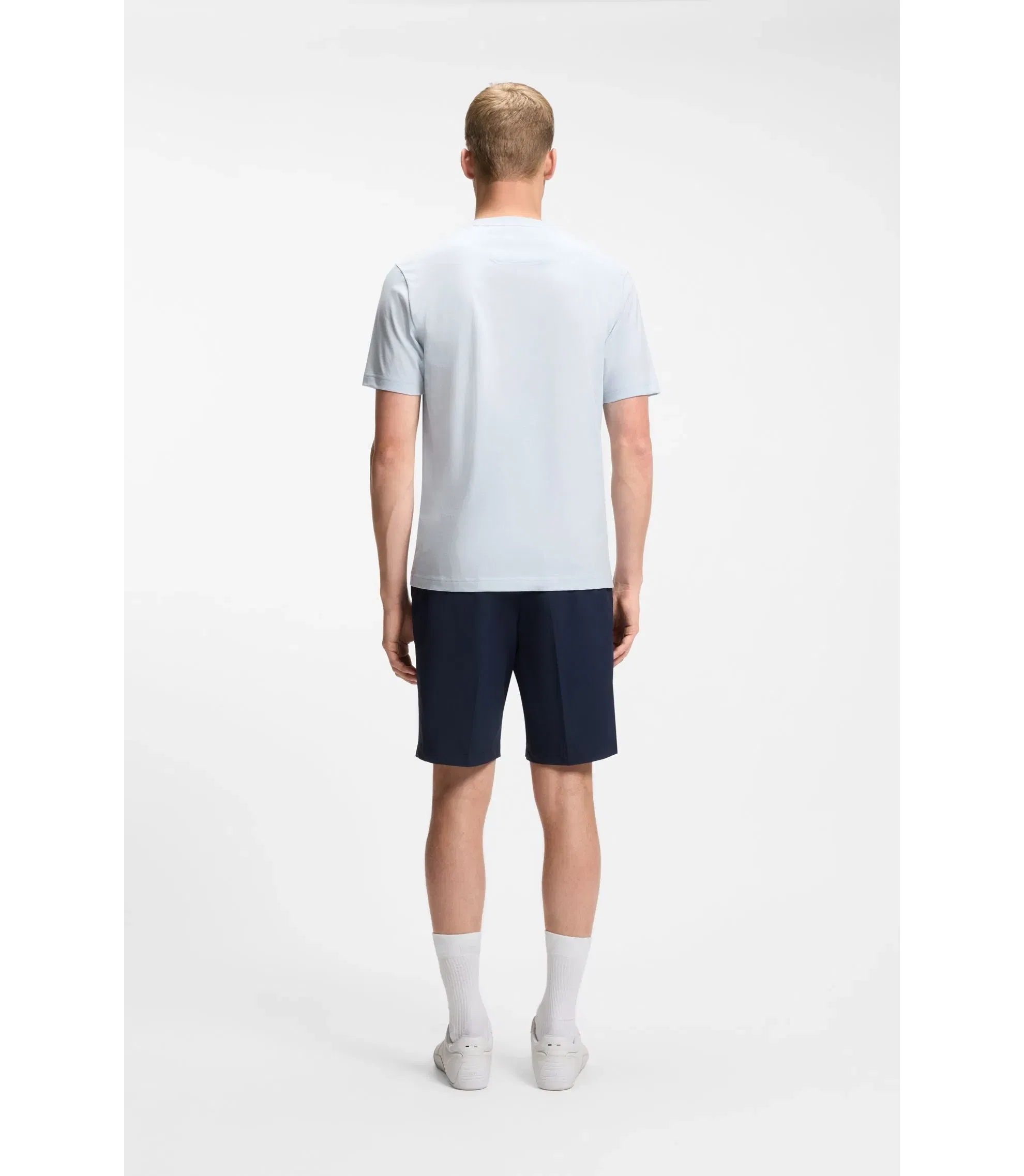 Boss Cotton Jersey T-Shirt With Golf Inspired Logo Light Blue