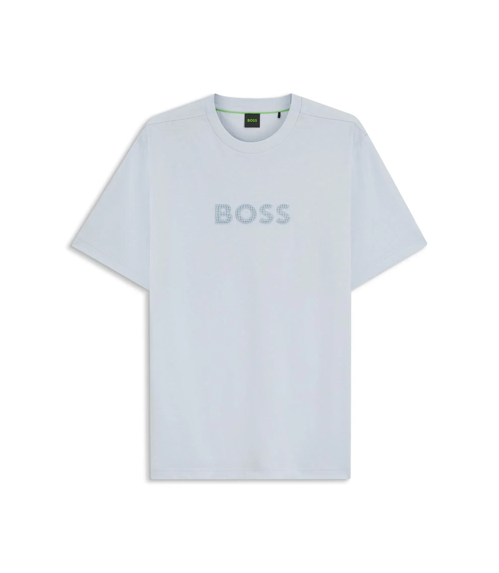Boss Cotton Jersey T-Shirt With Golf Inspired Logo Light Blue