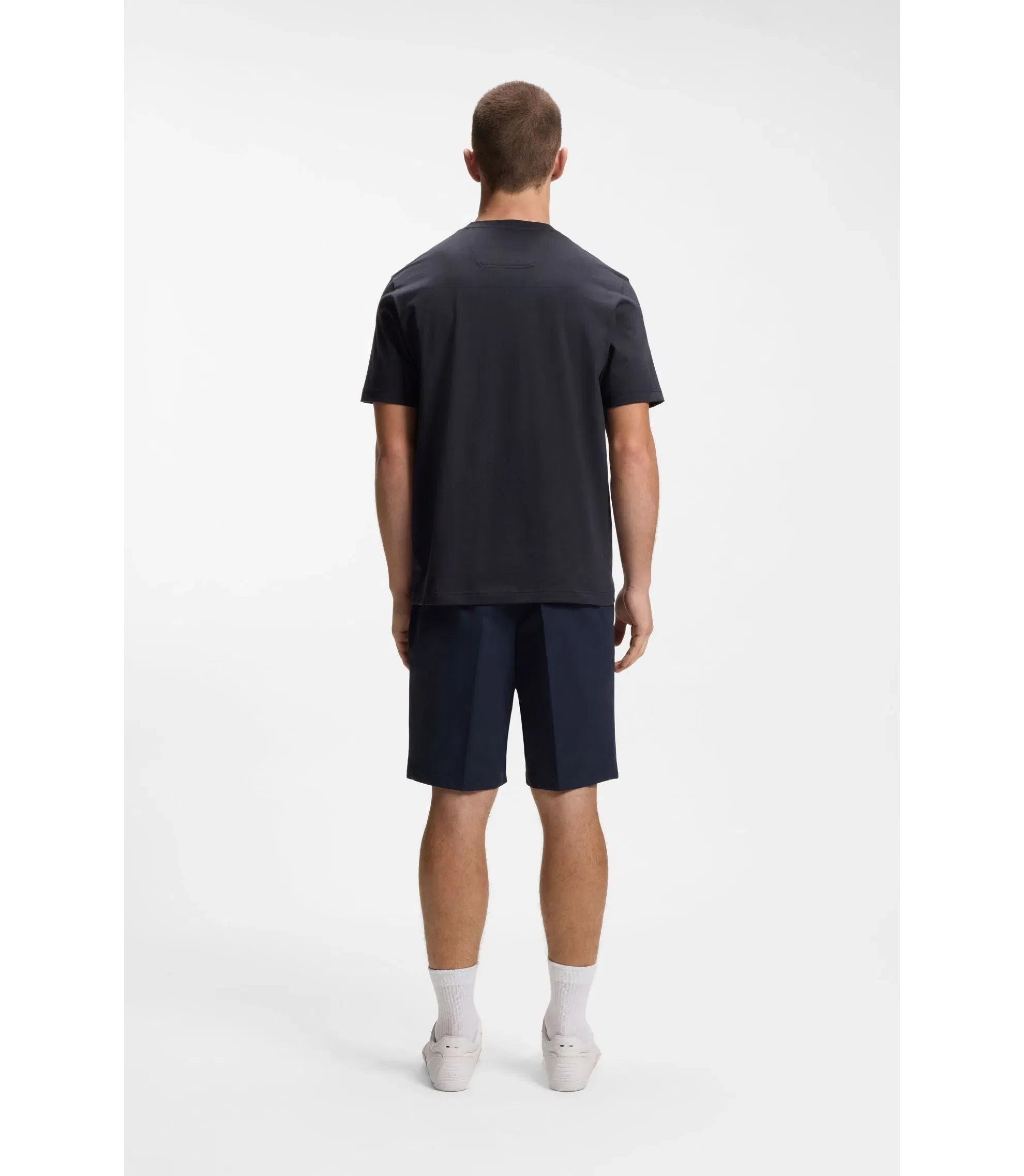 Boss Cotton Jersey T-Shirt With Golf Inspired Logo Dark Blue