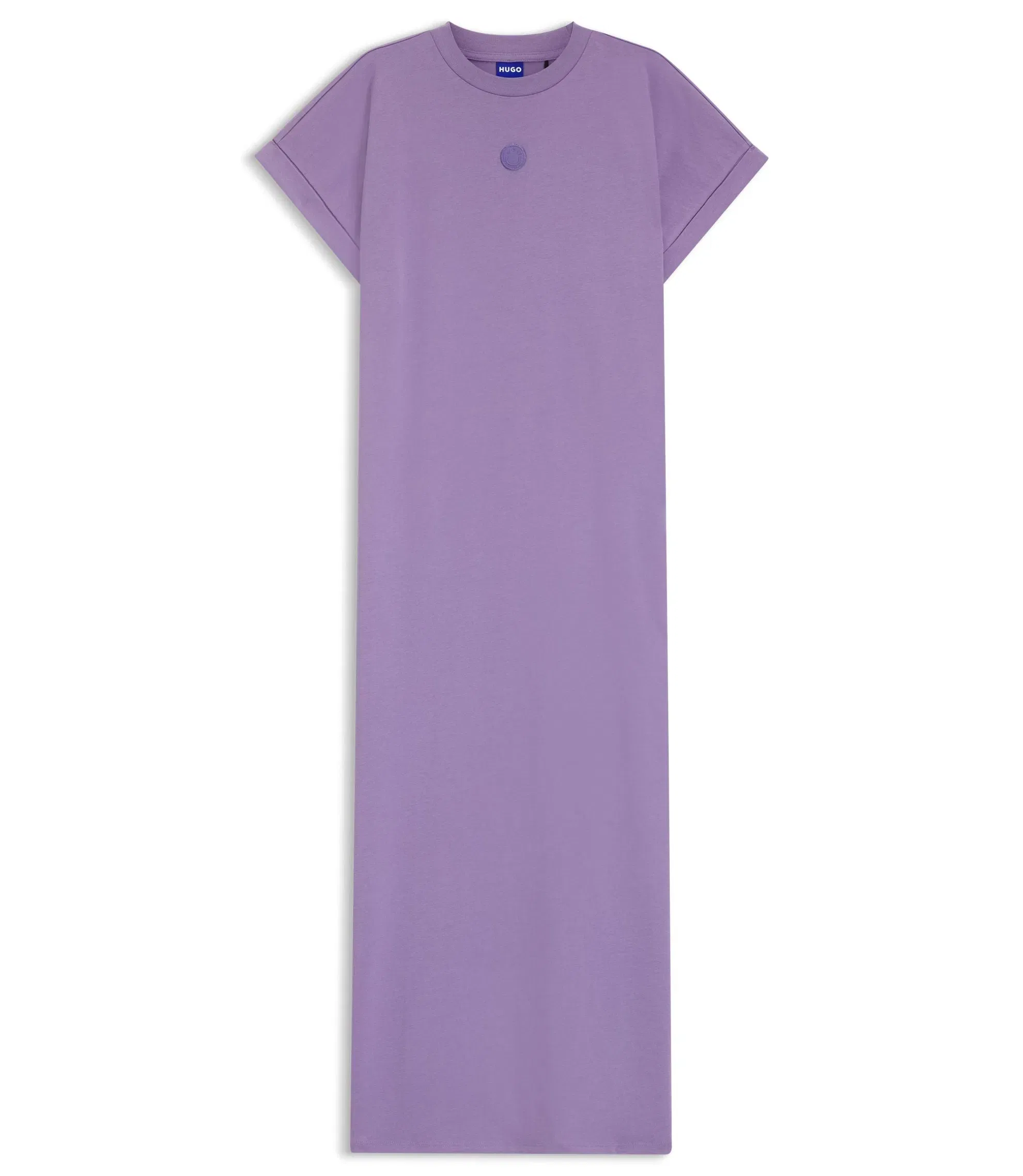 Hugo Cotton Jersey T-Shirt Dress With Happy Hugo Logo Purple Women's