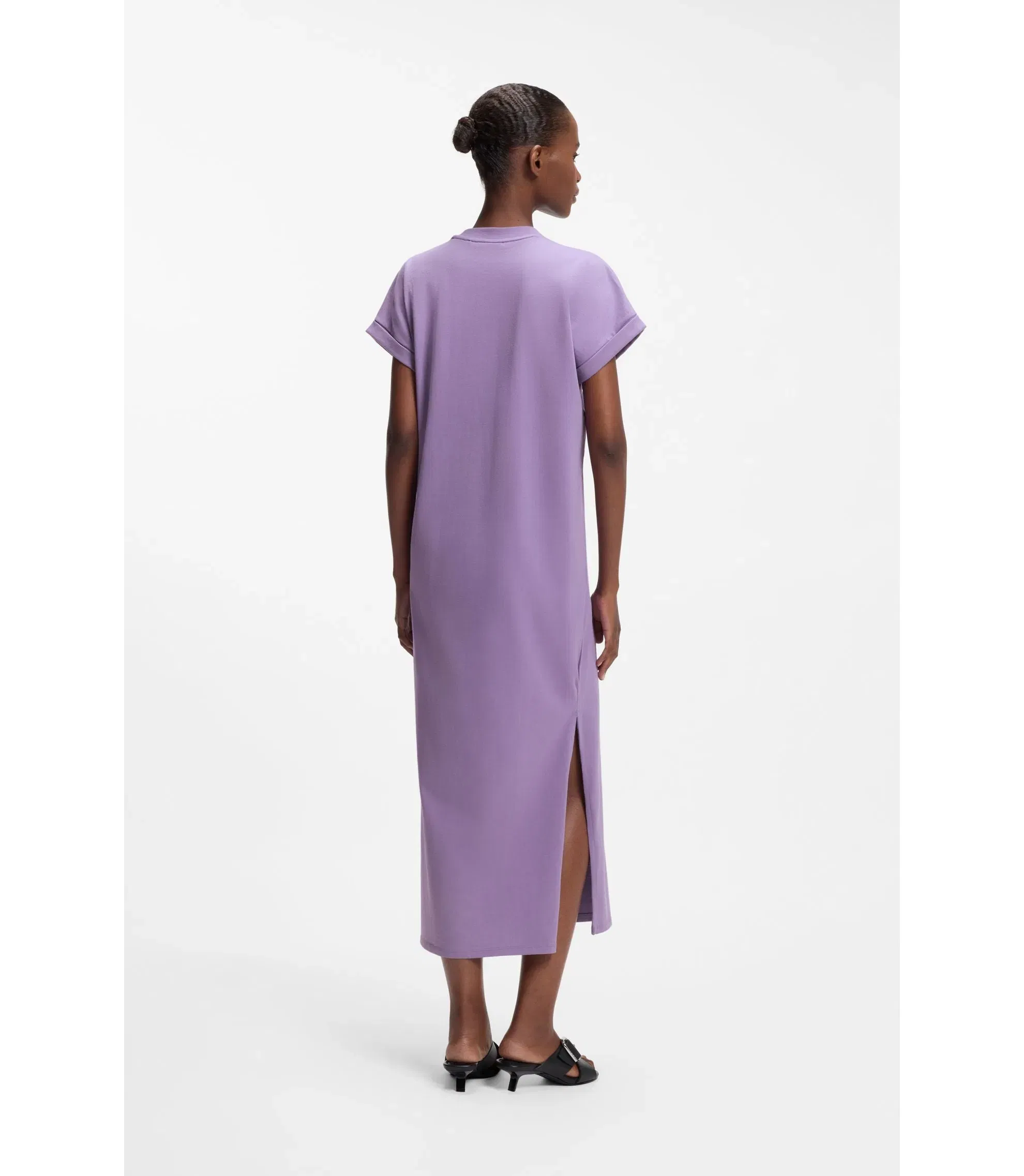 Hugo Cotton Jersey T-Shirt Dress With Happy Hugo Logo Purple Women's
