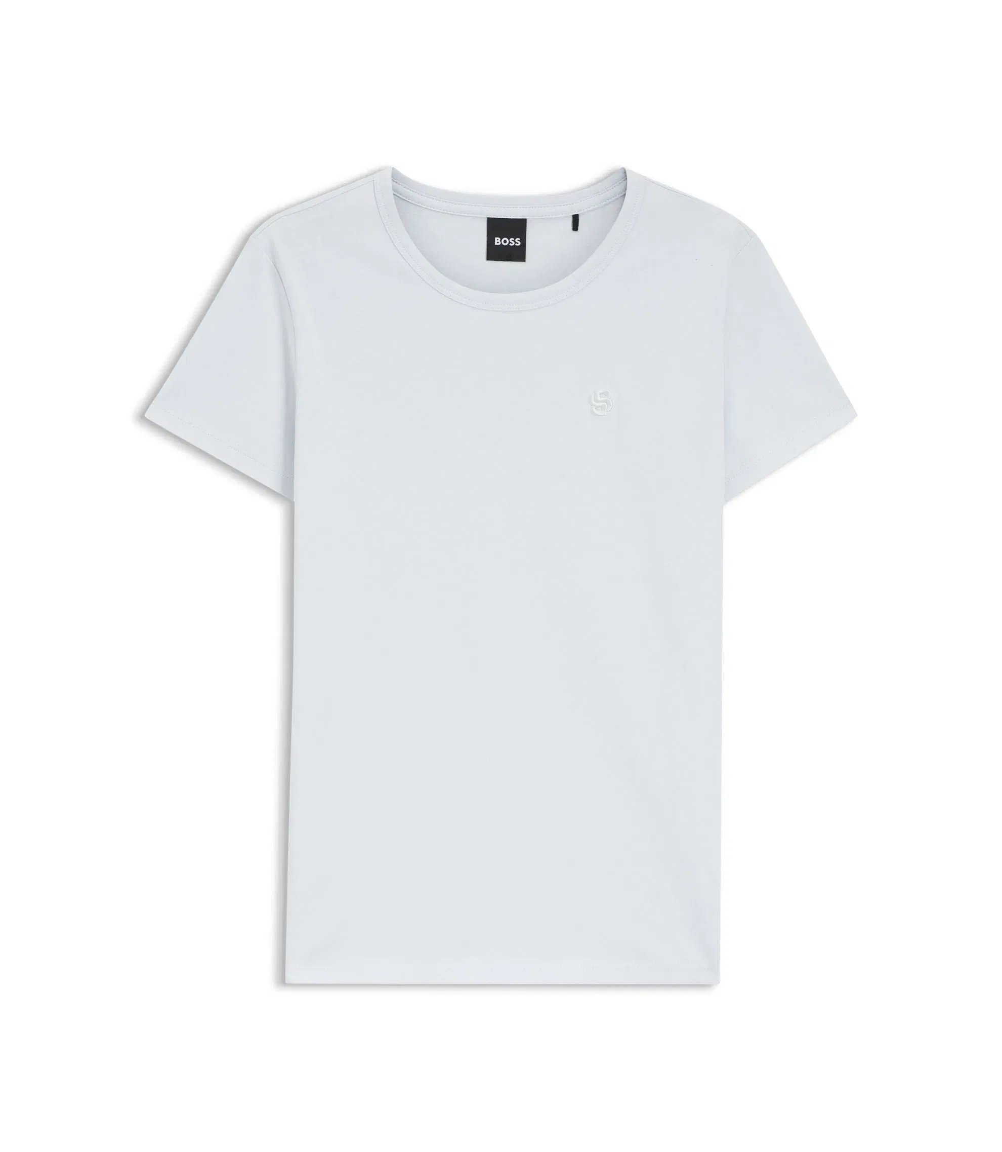 Boss Cotton Jersey Slim Fit T-Shirt With Double B Monogram Light Blue Women's