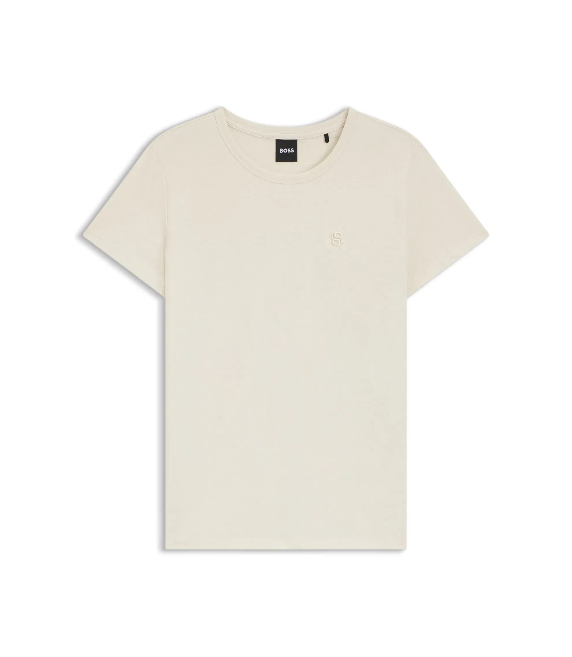 Boss Cotton Jersey Slim Fit T-Shirt With Double B Monogram White Women's