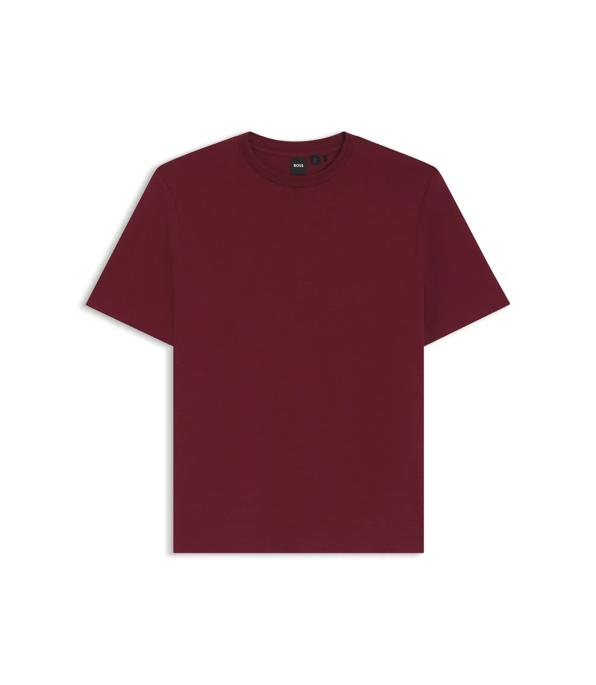 Boss Cotton Blend T-Shirt With Bubble Jacquard Structure Dark Red