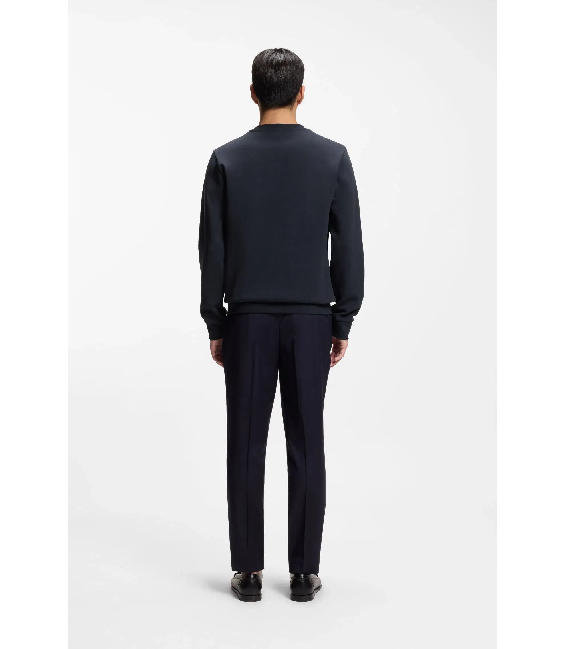 Boss Cotton Blend Sweatshirt With Double B Monogram Dark Blue