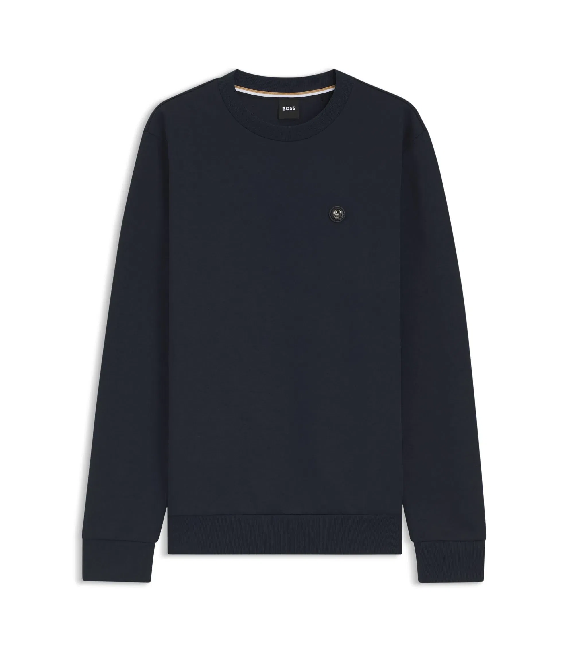 Boss Cotton Blend Sweatshirt With Double B Monogram Dark Blue