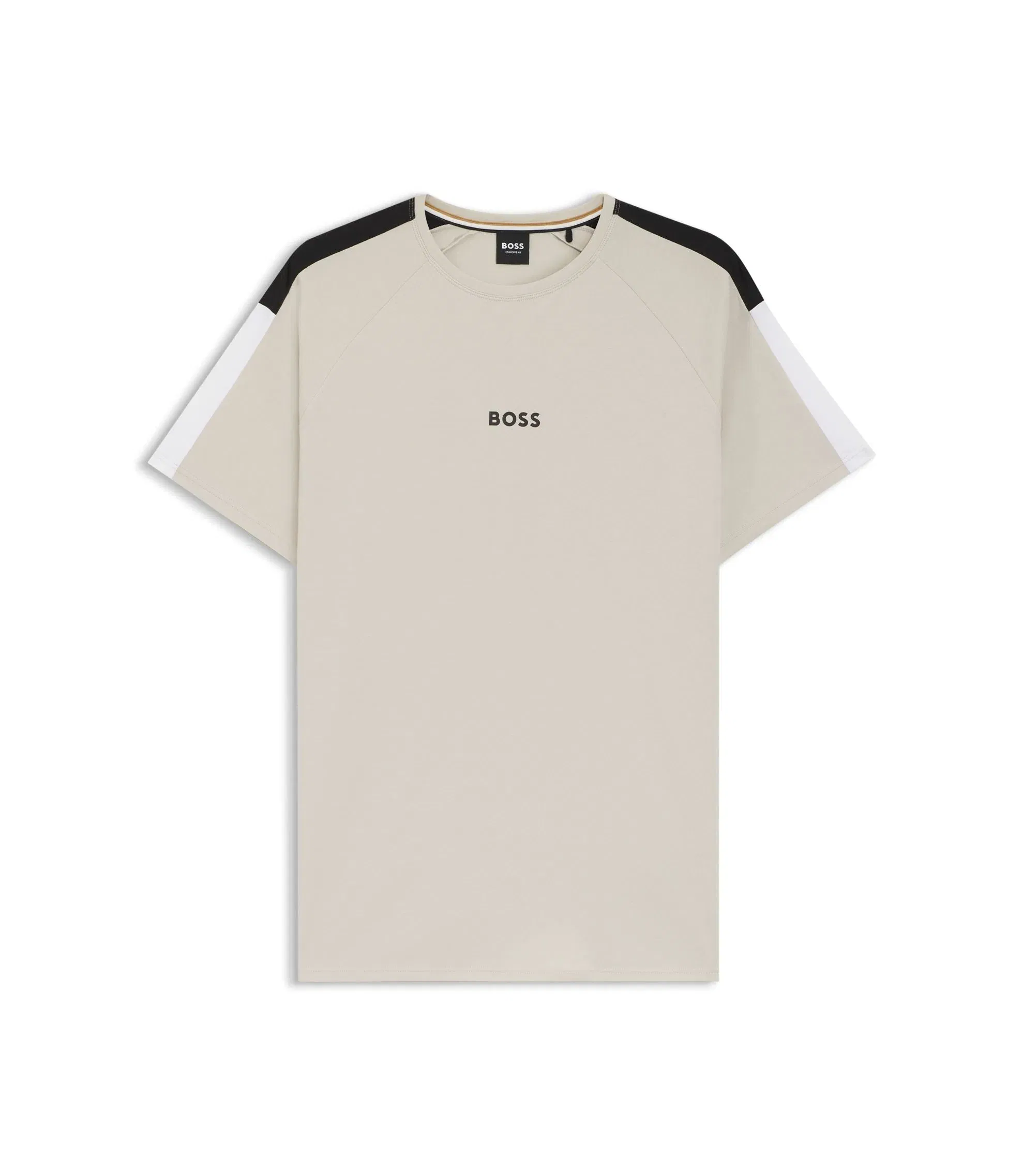 Boss Cotton Blend Pajama T-Shirt With Color Blocking Light Grey