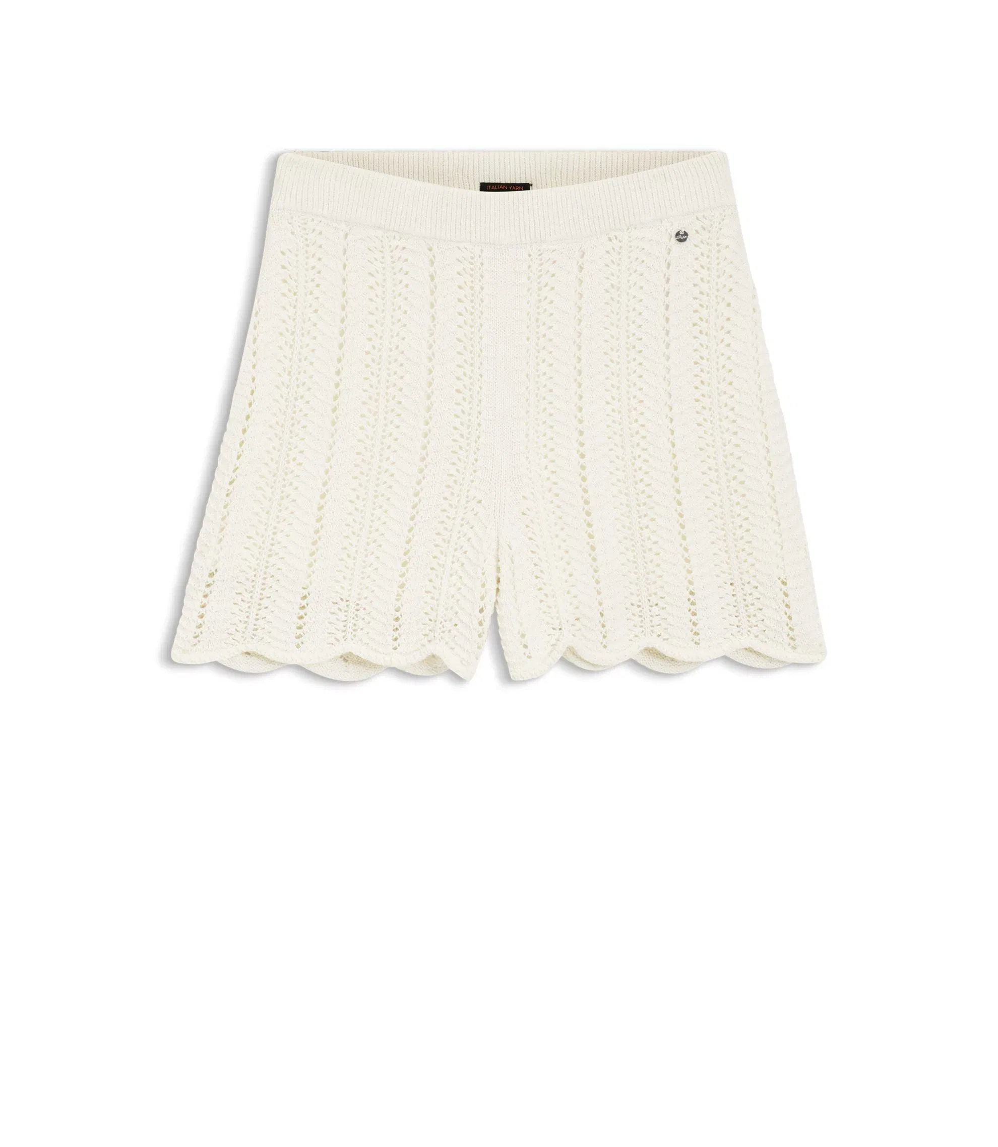 Boss Cotton Blend Knitted Shorts With Wave Structure White Women's