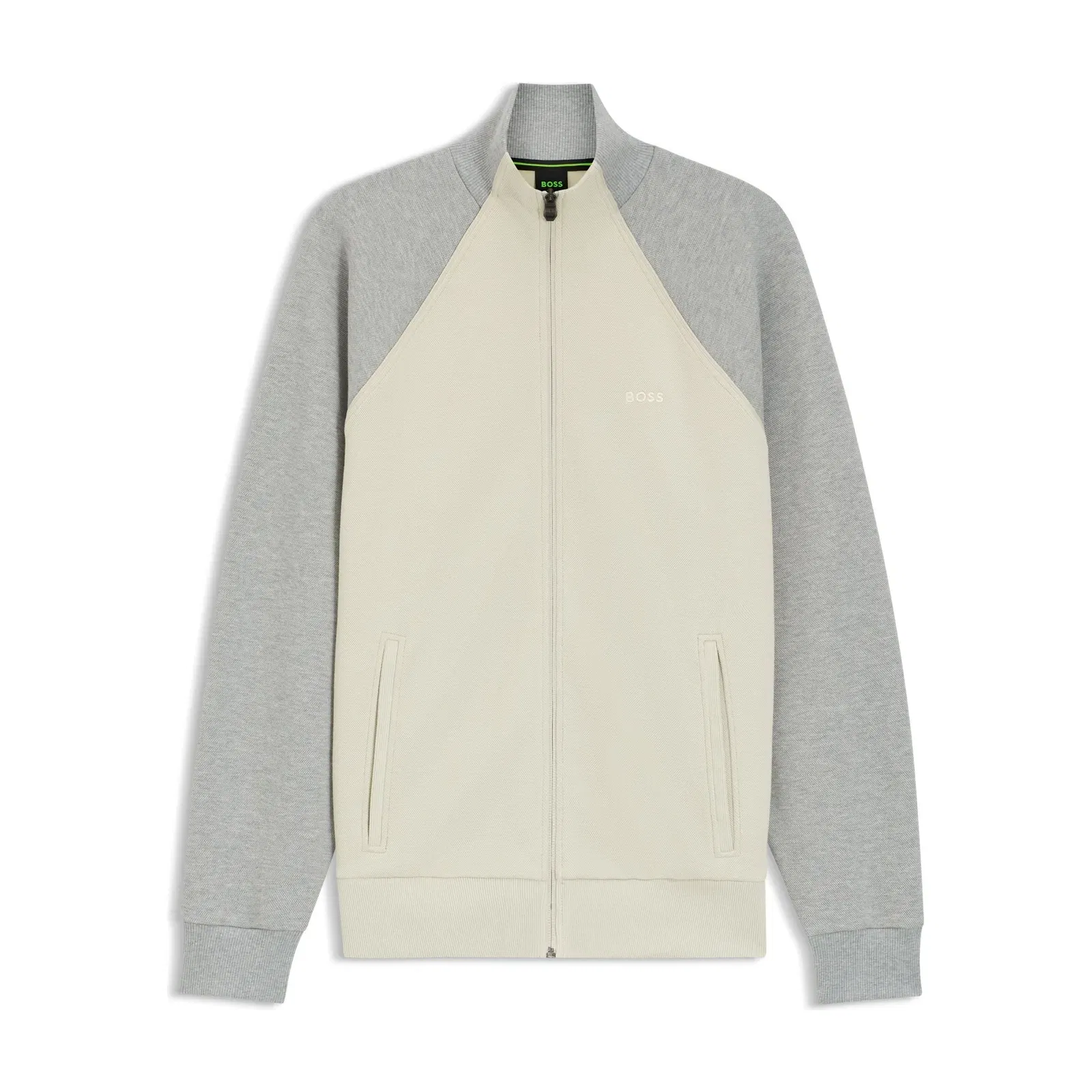 Boss Contrast Piping Sweatshirt In A Cotton Blend Light Beige
