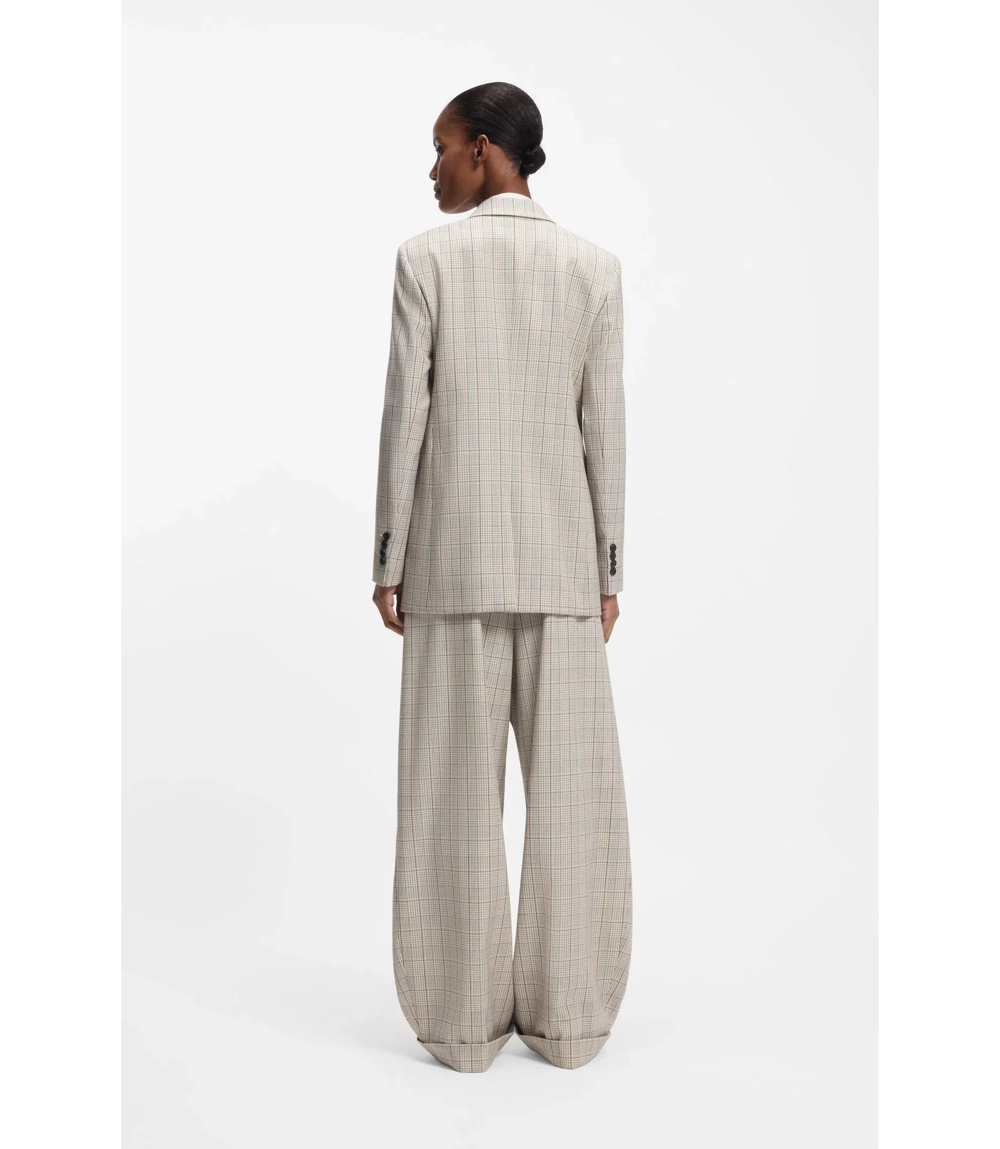 Boss Checked Regular Fit Blazer In Stretch Wool Patterned Women's