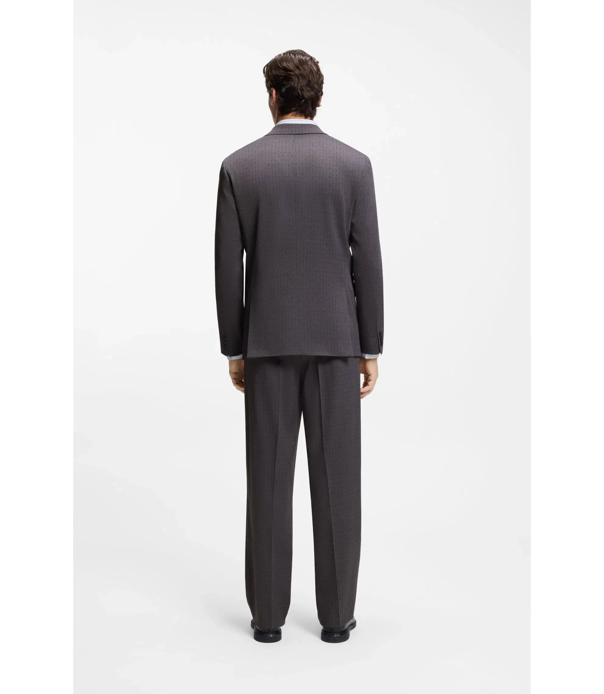 Hugo Checked Modern Fit Jacket In Stretch Cloth Dark Grey