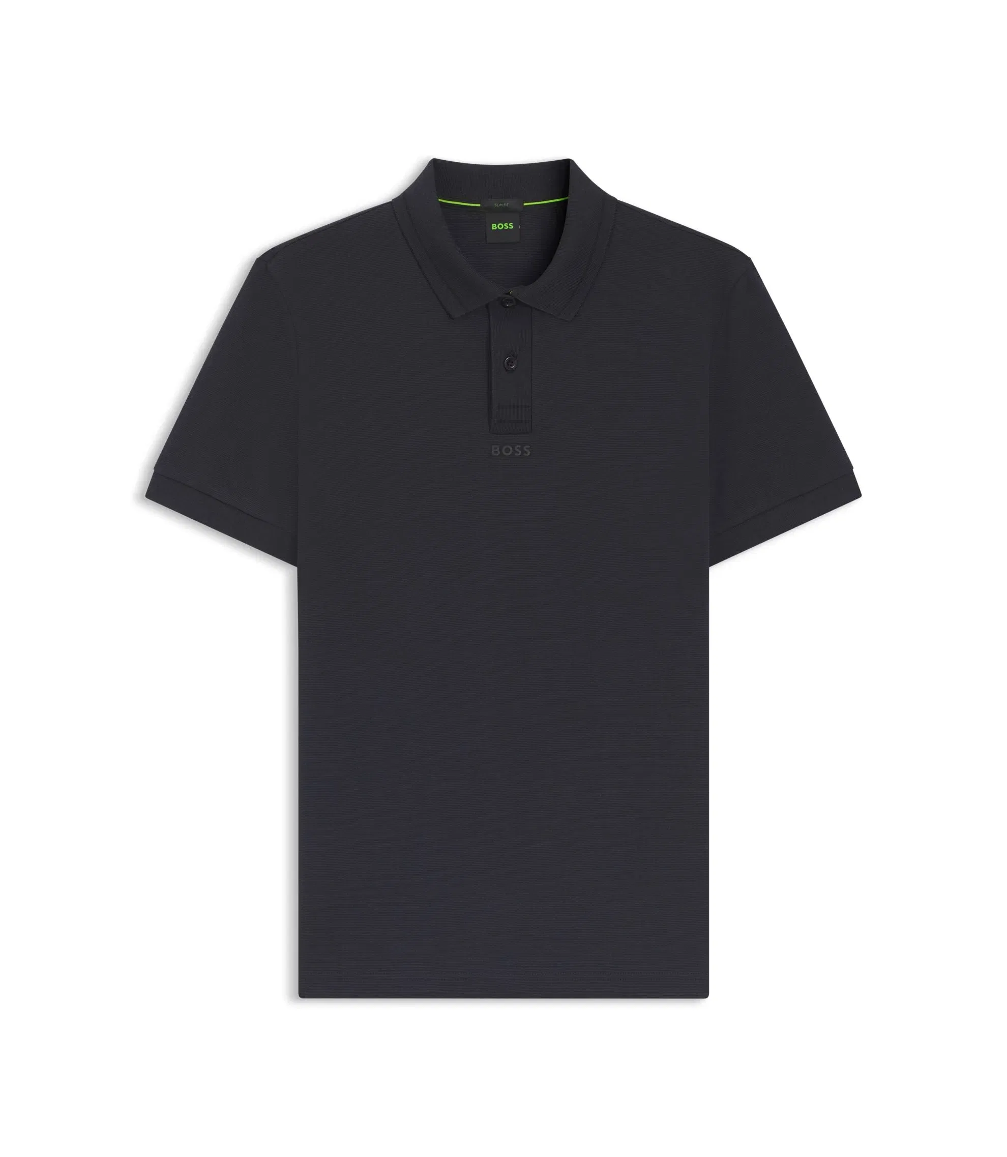 Boss Centred Logo Slim Fit Polo Shirt In Cotton Piqu Dark Blue