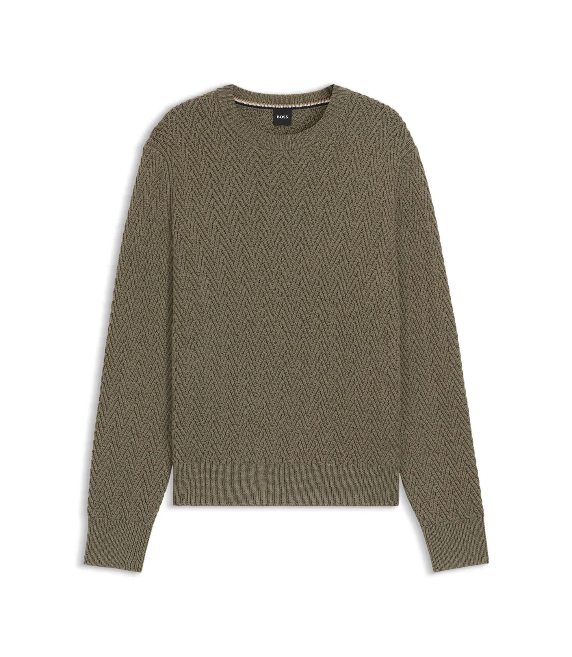 Boss Cashmere Cotton Sweater In An Oversized Fit Light Beige