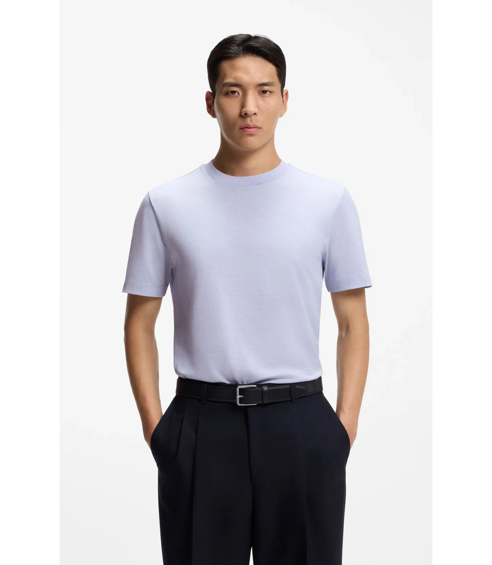 Boss Bubble Structure T-Shirt In Cotton Light Purple