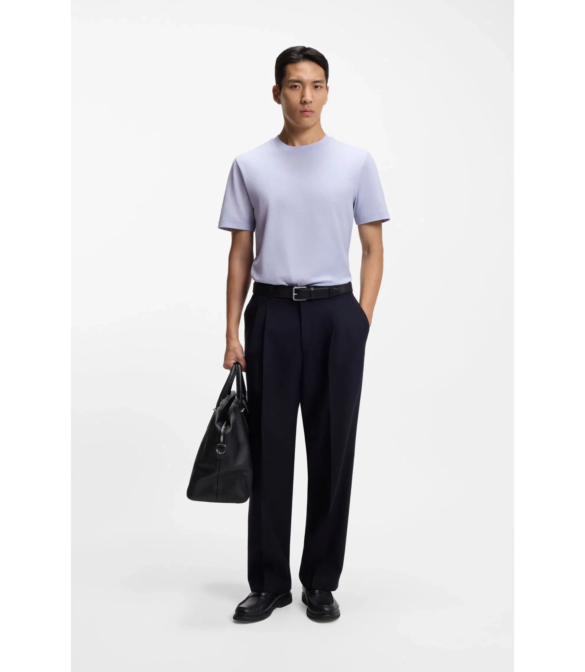 Boss Bubble Structure T-Shirt In Cotton Light Purple