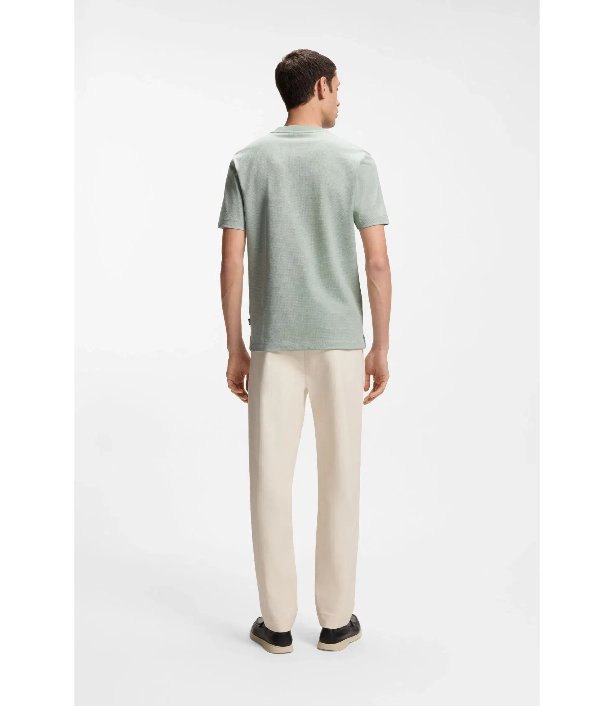 Boss Bubble Structure T-Shirt In Cotton Light Green