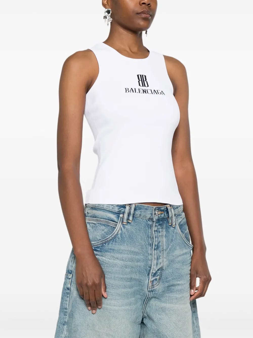 logo-intarsia sleeveless tank top