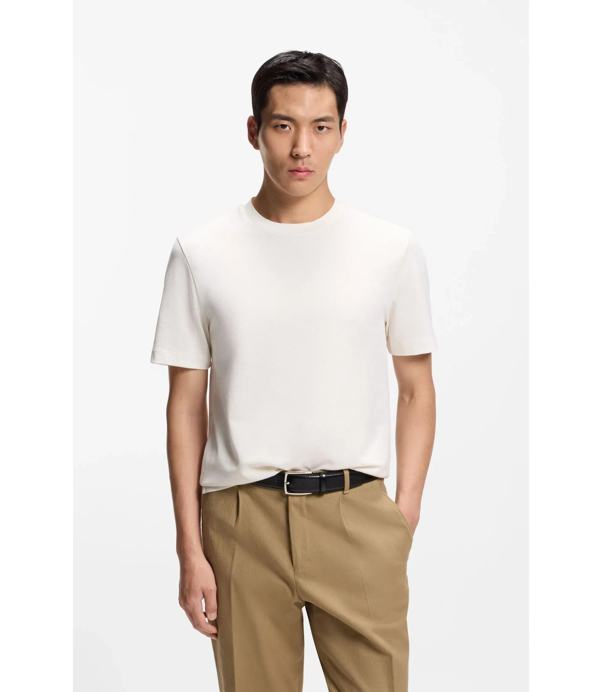 Boss Bubble Structure T-Shirt In Cotton White