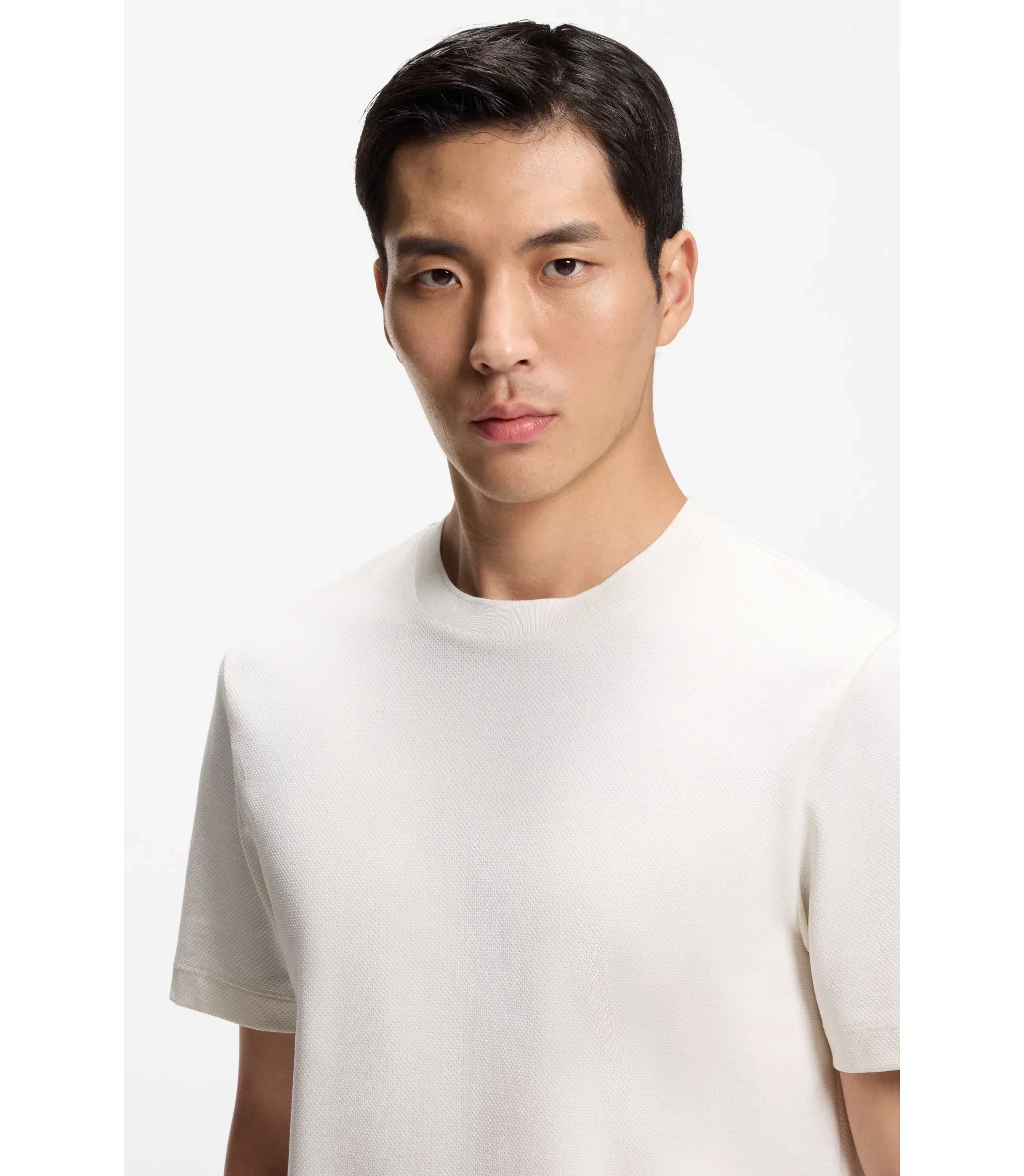 Boss Bubble Structure T-Shirt In Cotton White