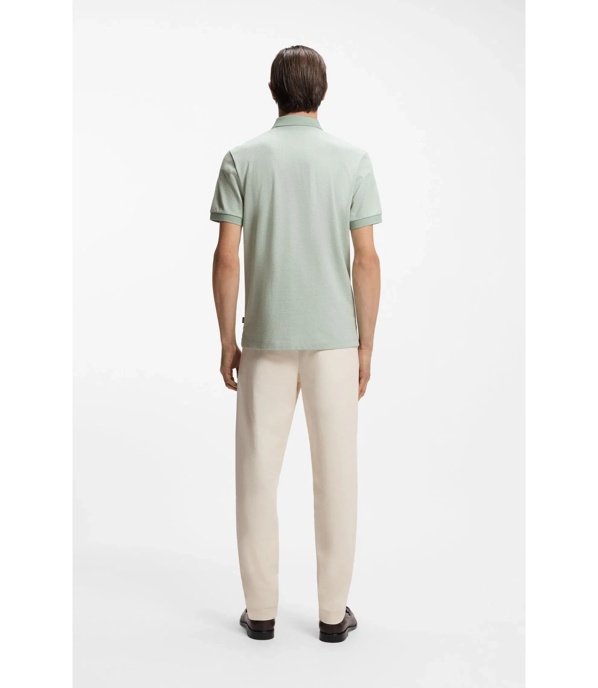 Boss Bubble Structure Polo Shirt In Cotton Light Green