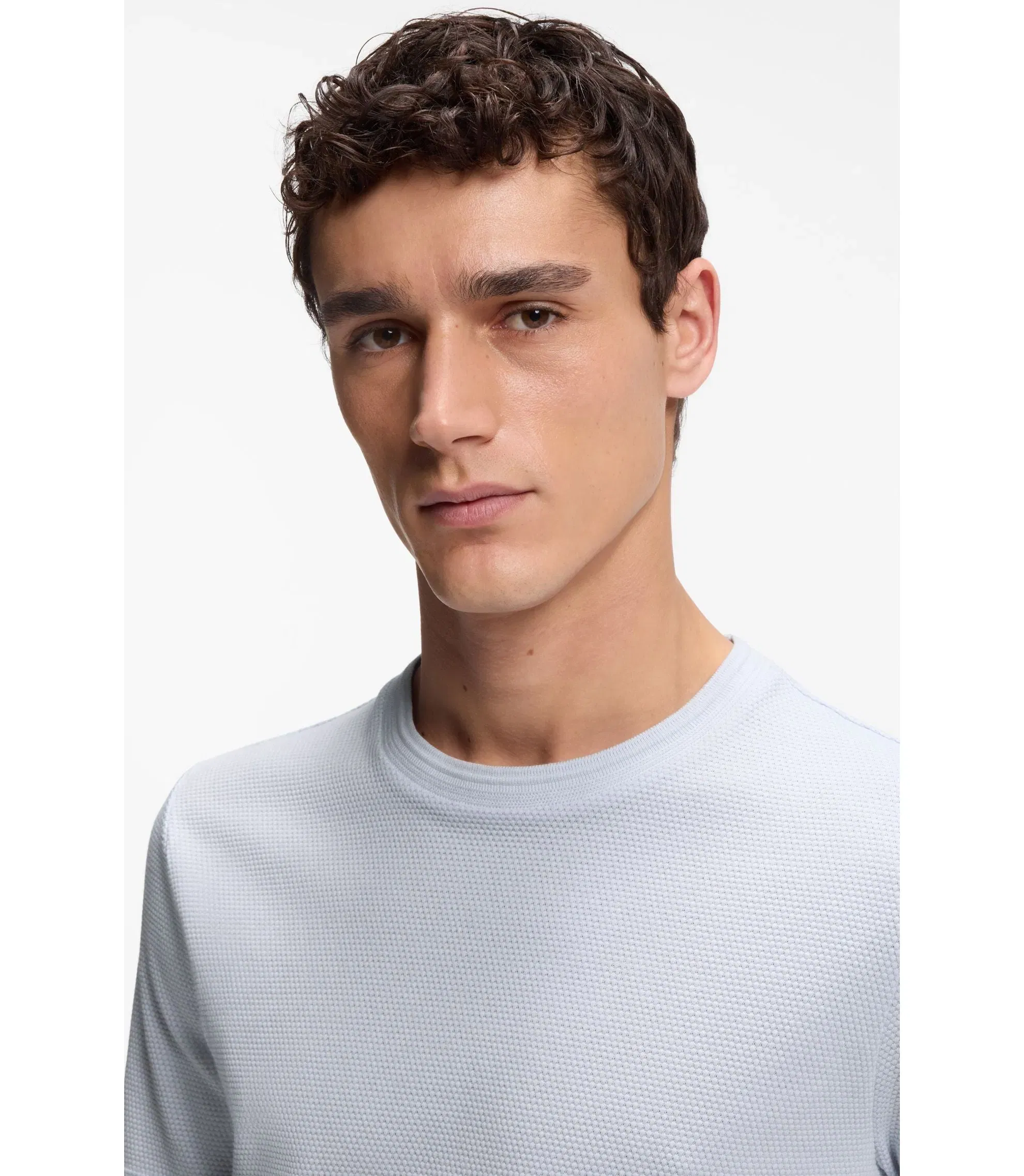 Boss Bubble Jacquard Structure T-Shirt In A Cotton Blend Light Purple