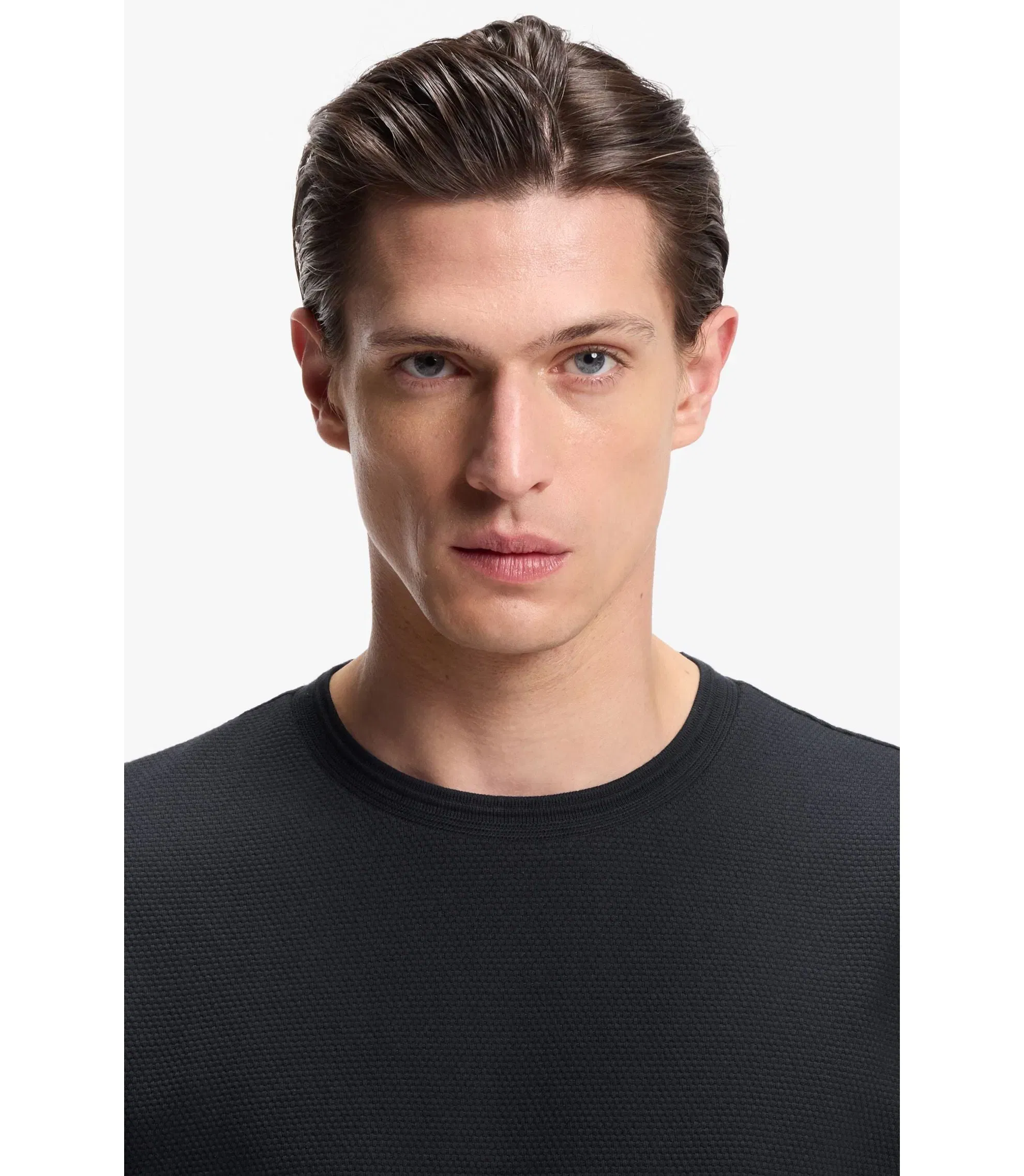 Boss Bubble Jacquard Structure T-Shirt In A Cotton Blend Dark Blue