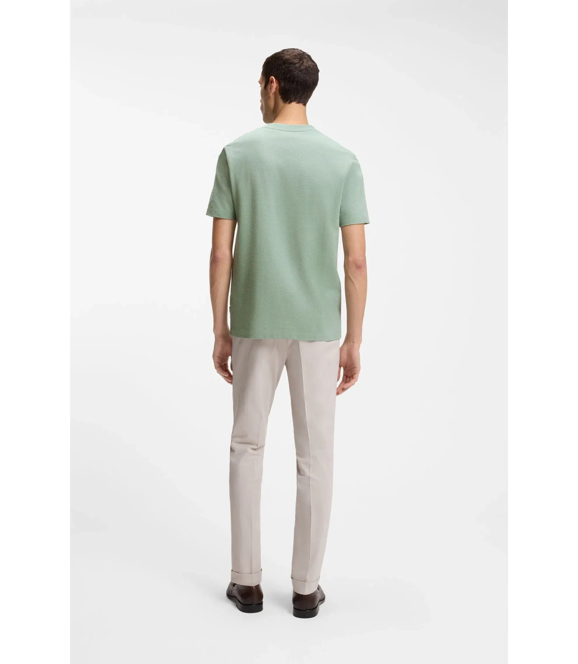 Boss Bubble Jacquard Structure T-Shirt In A Cotton Blend Light Green